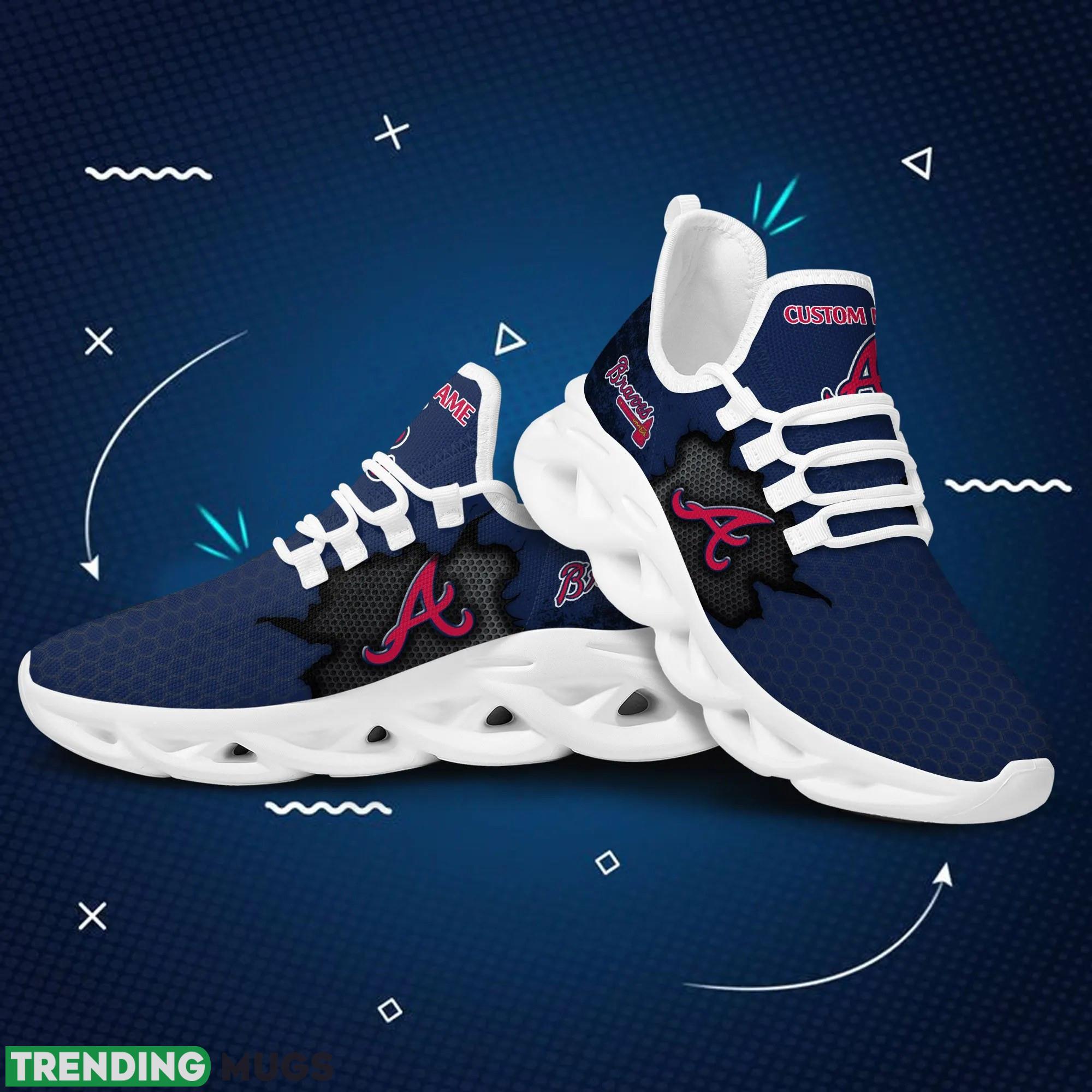 Atlanta Braves Cracked Design Running Sneaker Custom Name Max Soul Shoes Max Soul Atlanta Braves Cracked Design Running Sneaker Custom Name Max Soul Shoes Max Soul