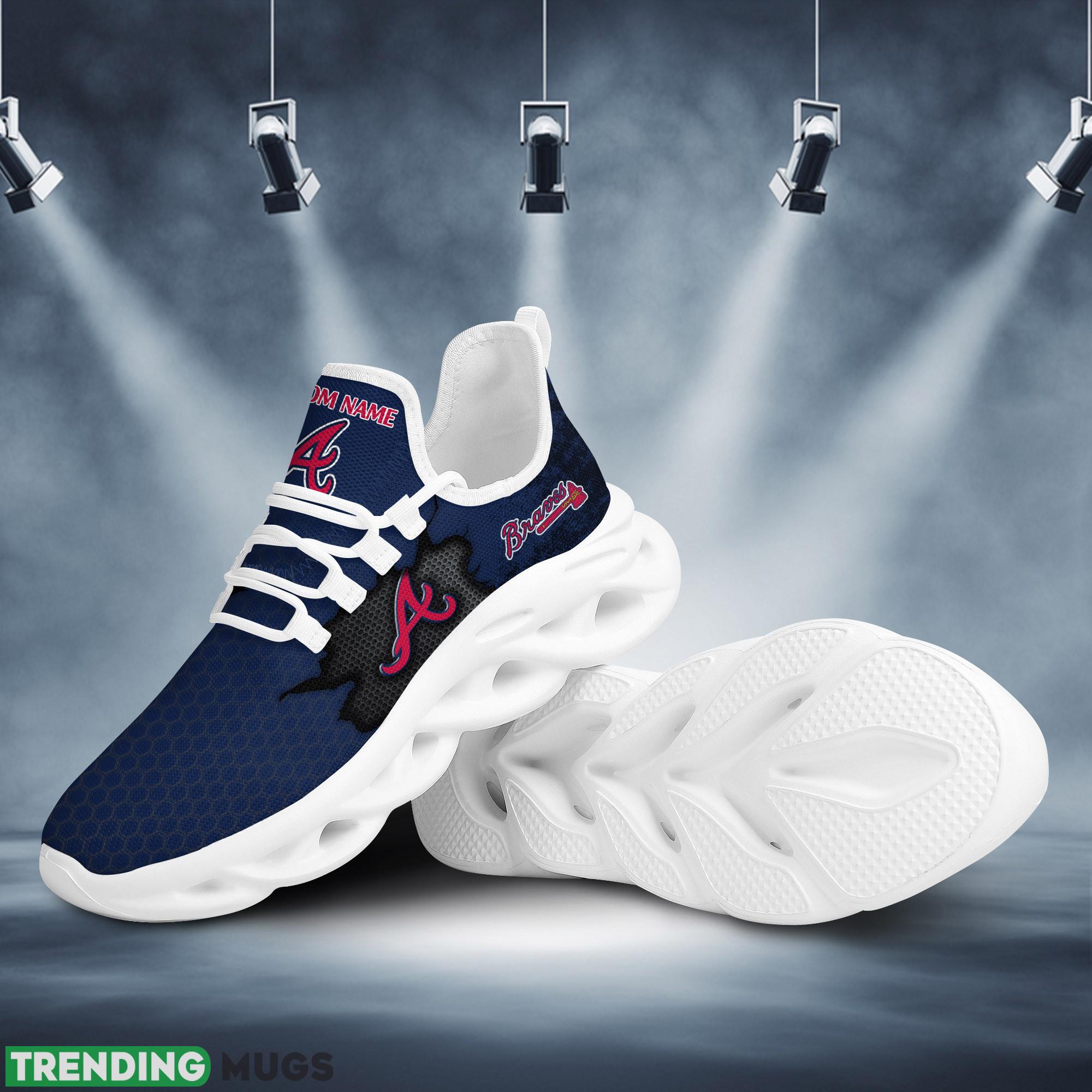 Atlanta Braves Cracked Design Running Sneaker Custom Name Max Soul Shoes Max Soul Atlanta Braves Cracked Design Running Sneaker Custom Name Max Soul Shoes Max Soul