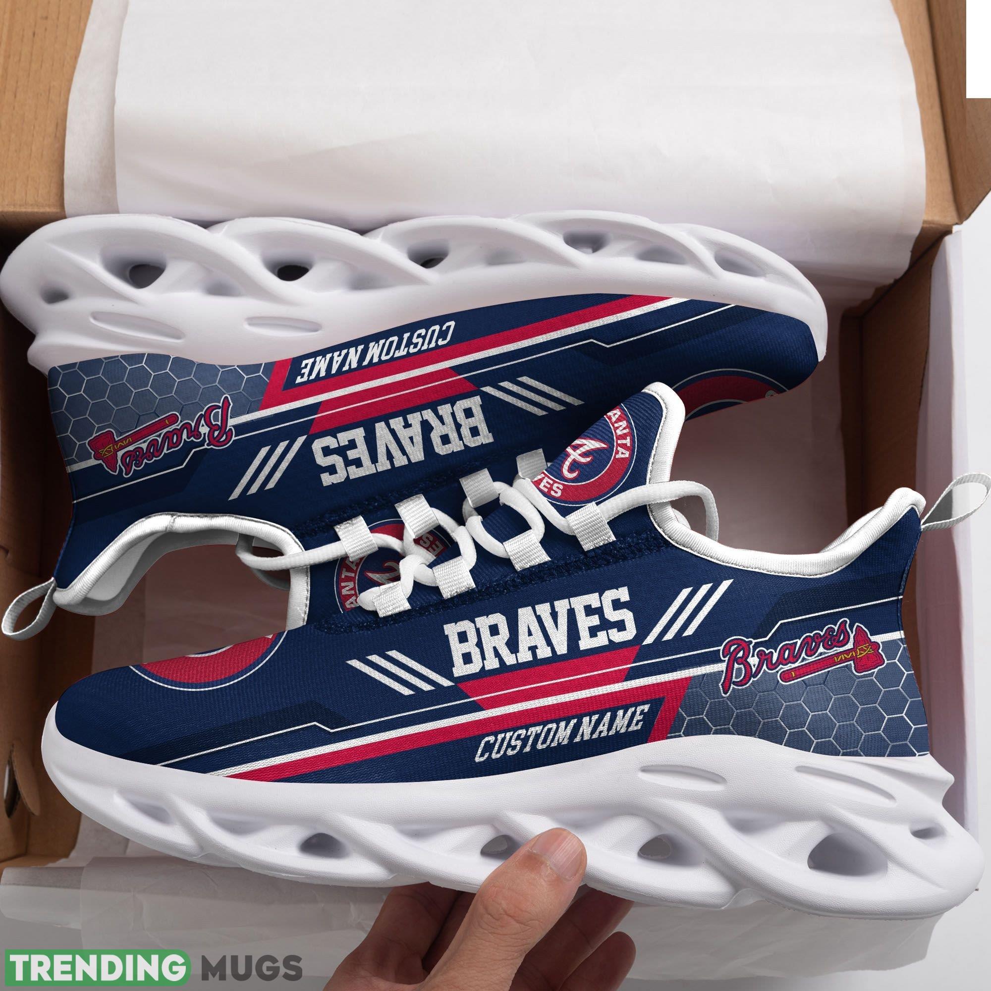 Atlanta Braves Logo Custom Name Running Sneaker Max Soul Shoes In Dark Blue - Atlanta Braves Logo Custom Name Pattern 3D Max Soul Sneaker Shoes In Dark Blue_1 Atlanta Braves Logo Custom Name Running Sneaker Max Soul Shoes In Dark Blue - Atlanta Braves Logo Custom Name Pattern 3D Max Soul Sneaker Shoes In Dark Blue_1