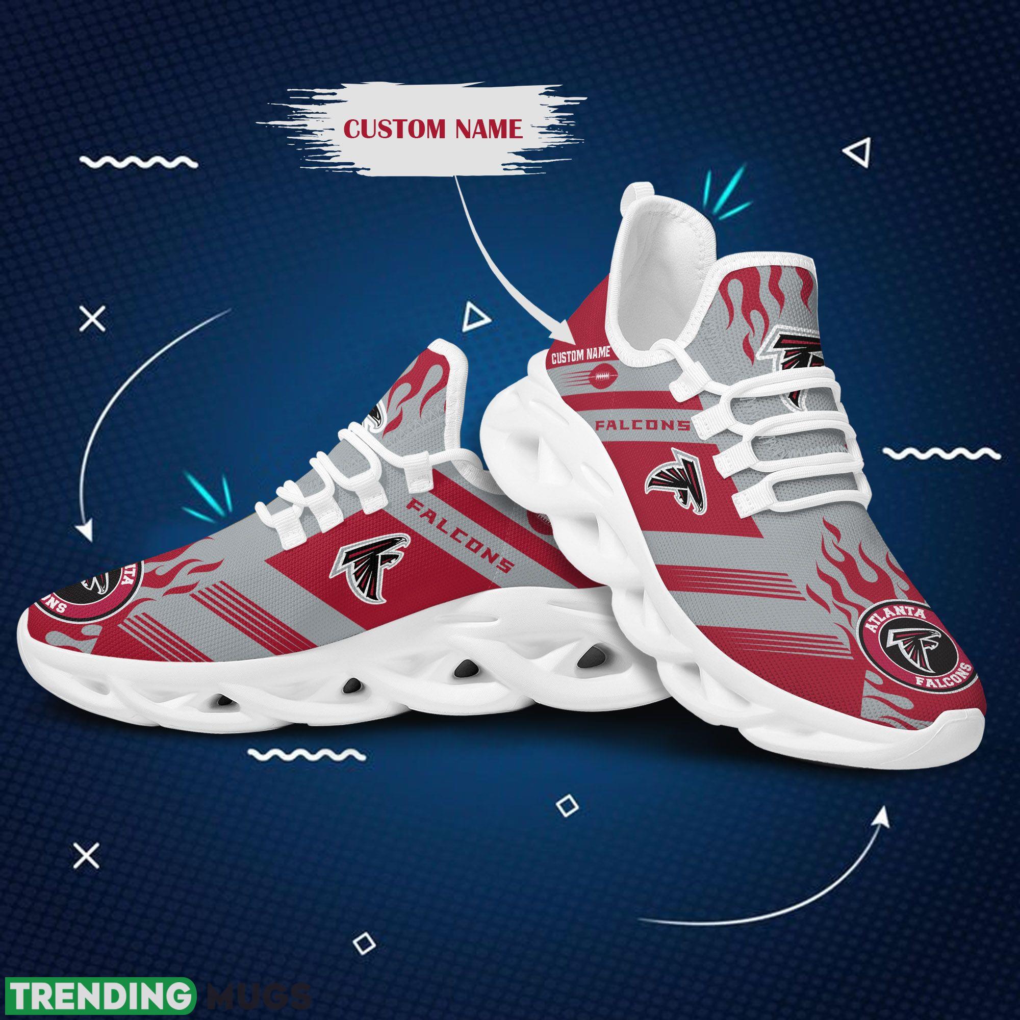 Atlanta Falcons Logo Custom Name Running Sneaker Max Soul Shoes In Gray And Red Max Soul Atlanta Falcons Logo Custom Name Running Sneaker Max Soul Shoes In Gray And Red Max Soul