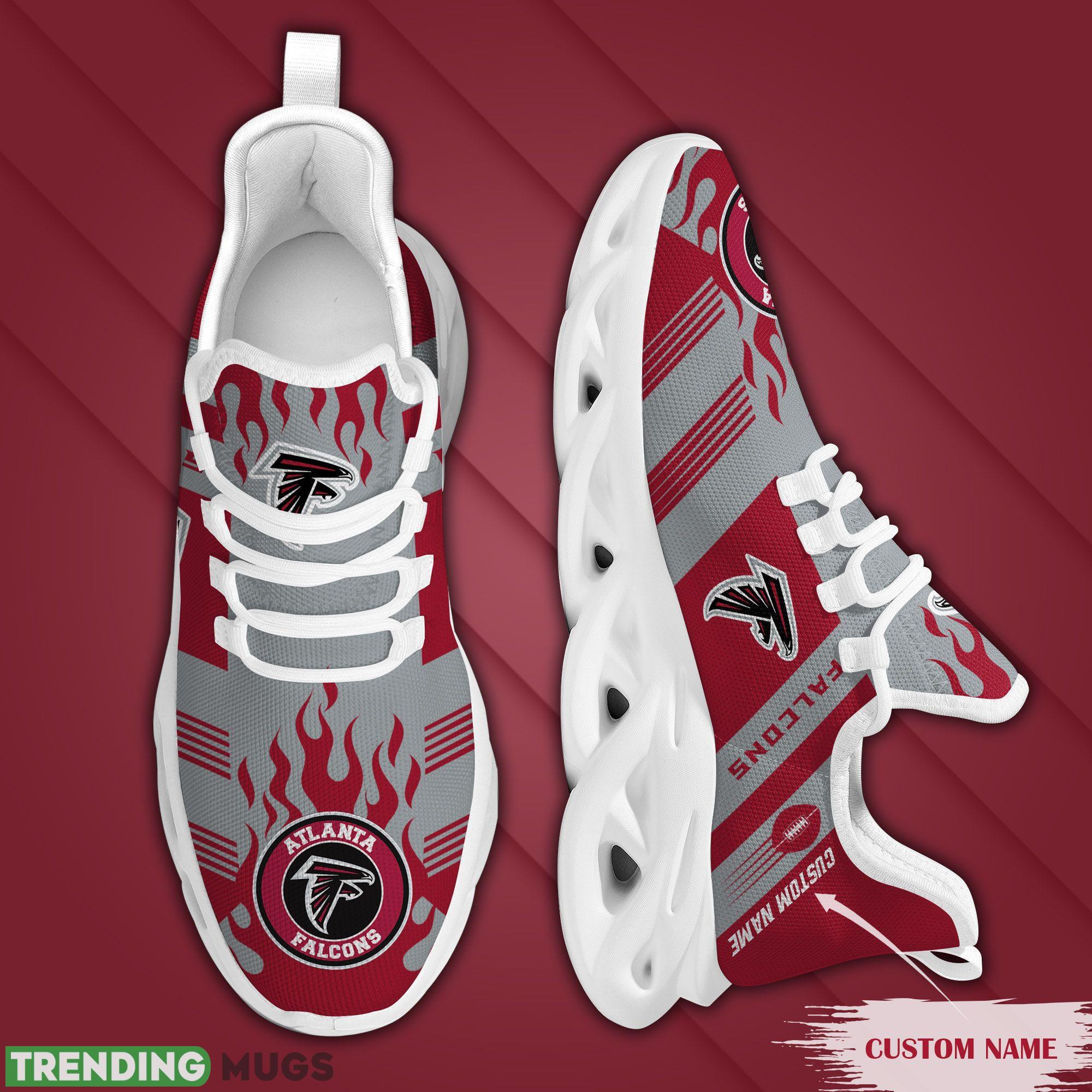 Atlanta Falcons Logo Custom Name Running Sneaker Max Soul Shoes In Gray And Red Max Soul Atlanta Falcons Logo Custom Name Running Sneaker Max Soul Shoes In Gray And Red Max Soul