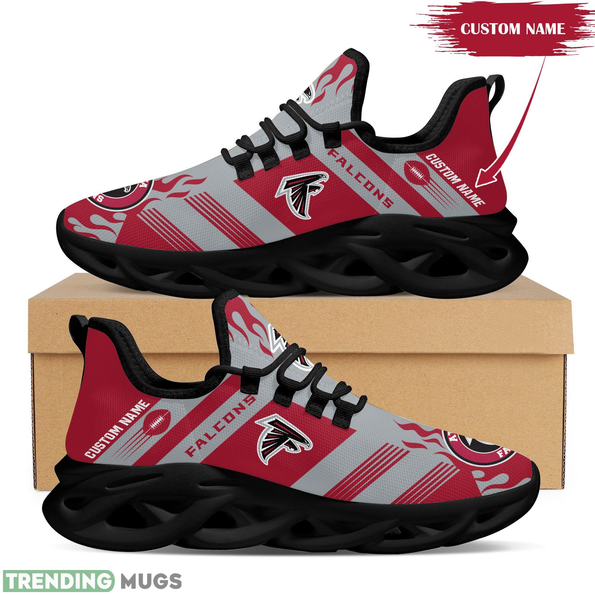 Atlanta Falcons Logo Custom Name Running Sneaker Max Soul Shoes In Gray And Red Max Soul Atlanta Falcons Logo Custom Name Running Sneaker Max Soul Shoes In Gray And Red Max Soul