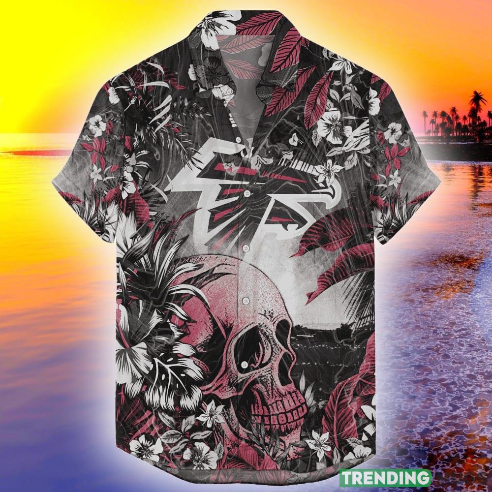 Atlanta Falcons Tropical Skull NFL Design 8 Beach Hawaiian Shirt Men And Women For Fans Gift - Atlanta Falcons Hawaiian Tropical Skull NFL V2 _1