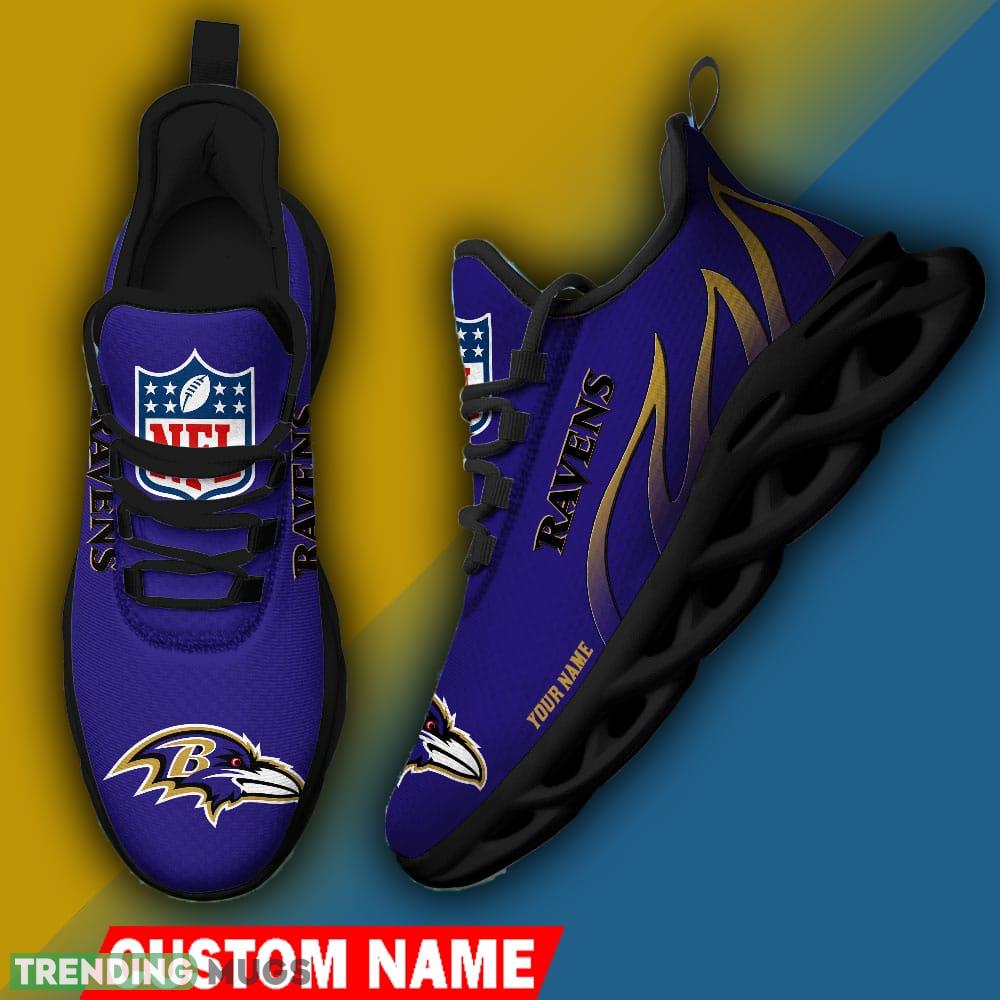 Baltimore Ravens Custom Name NFL Logo Flame Max Soul Shoes For Men Women - Baltimore Ravens Personalized NFL Logo Flame Max Soul Shoes_3