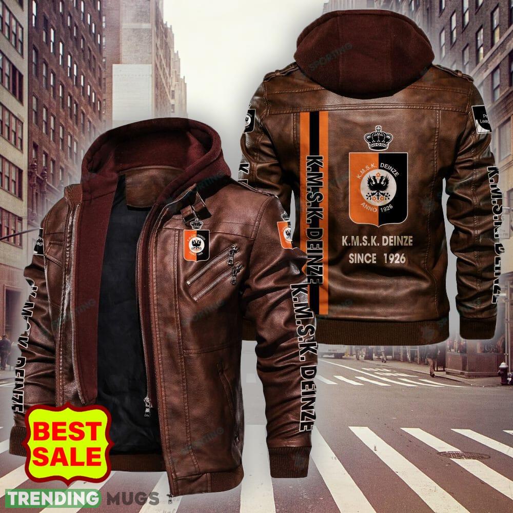 Belgium Team KMSK Deinze Style 5 Logo Brown And Black Leather Jacket For Fans 2D Leather Jacket Belgium Team KMSK Deinze Style 5 Logo Brown And Black Leather Jacket For Fans 2D Leather Jacket
