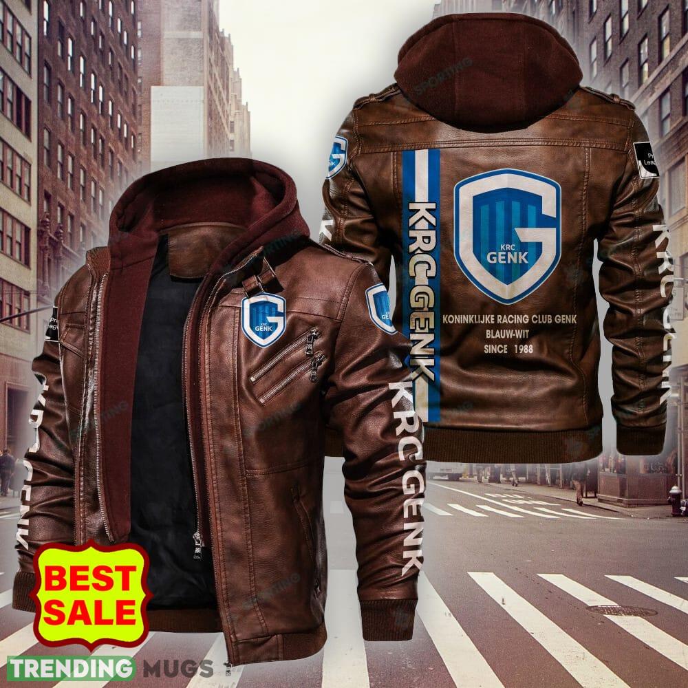 Belgium Team KRC Genk Design 7 Teams Logo Brown And Black Leather Jacket 2D Leather Jacket Belgium Team KRC Genk Design 7 Teams Logo Brown And Black Leather Jacket 2D Leather Jacket