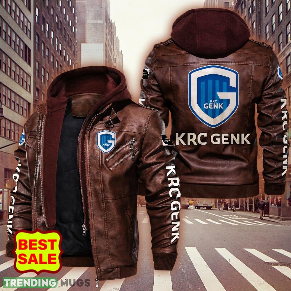 Belgium Team KRC Genk Logo 3 Brown And Black Leather Jacket For Men And Women 2D Leather Jacket Belgium Team KRC Genk Logo 3 Brown And Black Leather Jacket For Men And Women 2D Leather Jacket