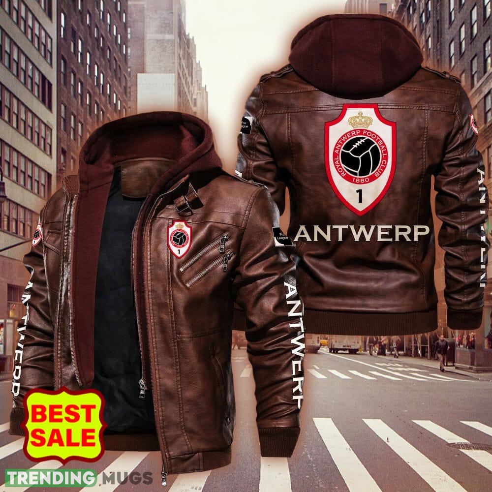 Belgium Team Royal Antwerp FC Style 1 Logo Brown And Black Leather Jacket For Fans 2D Leather Jacket Belgium Team Royal Antwerp FC Style 1 Logo Brown And Black Leather Jacket For Fans 2D Leather Jacket