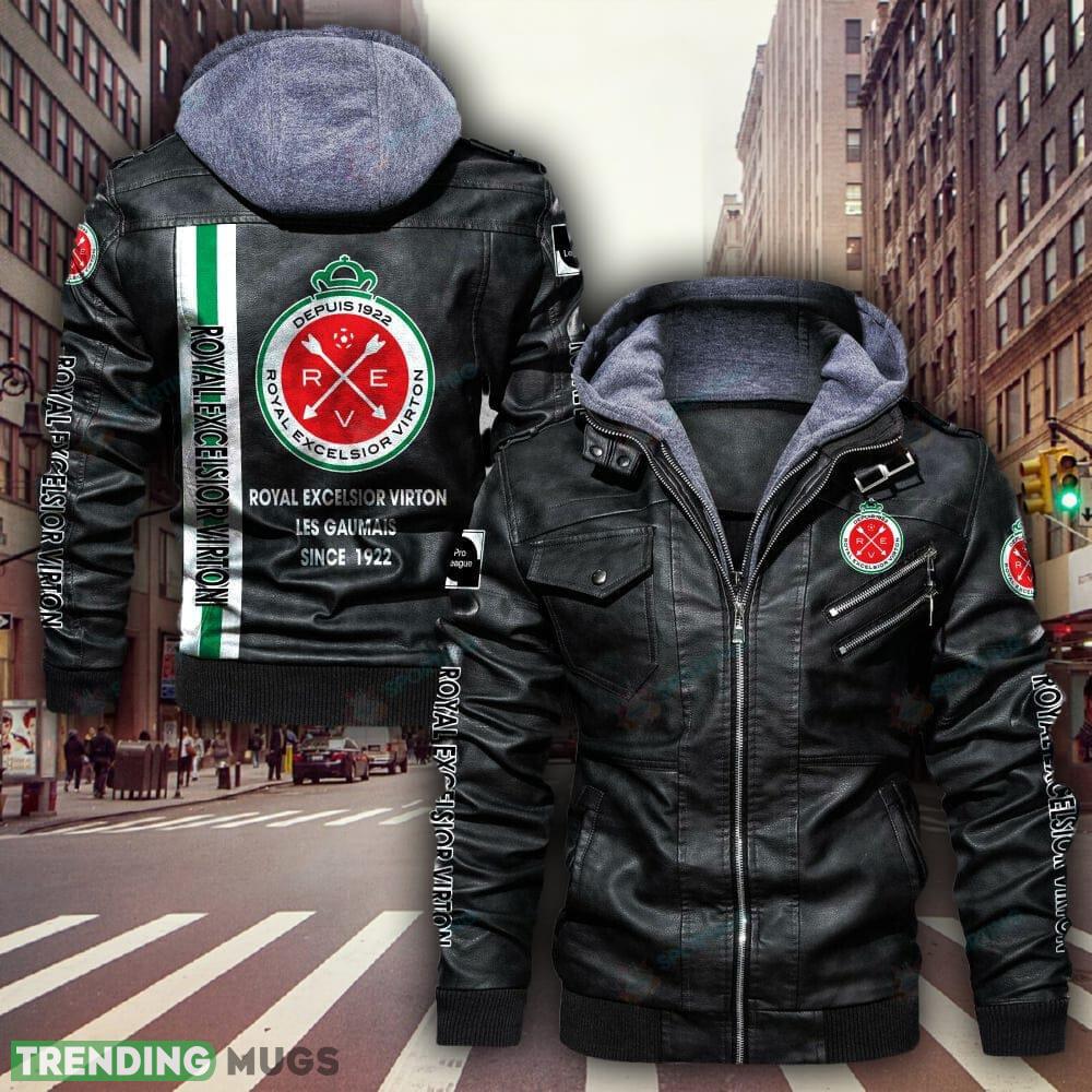 Belgium Team Royal Excelsior Virton Style 9 Logo Brown And Black Leather Jacket For Fans - Belgium Team Royal Excelsior Virton Leather Jacket_1 Belgium Team Royal Excelsior Virton Style 9 Logo Brown And Black Leather Jacket For Fans - Belgium Team Royal Excelsior Virton Leather Jacket_1