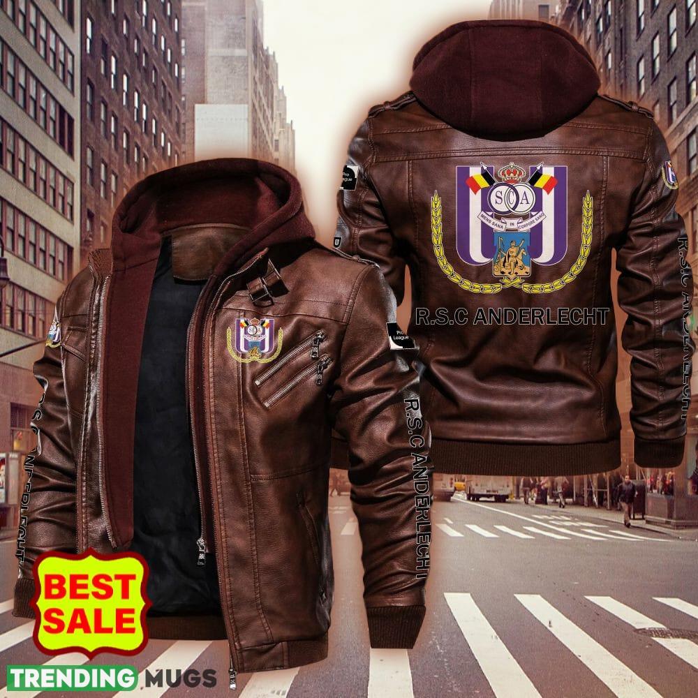 Belgium Team RSC Anderlecht Logo 1 Brown And Black Leather Jacket For Fans 2D Leather Jacket Belgium Team RSC Anderlecht Logo 1 Brown And Black Leather Jacket For Fans 2D Leather Jacket