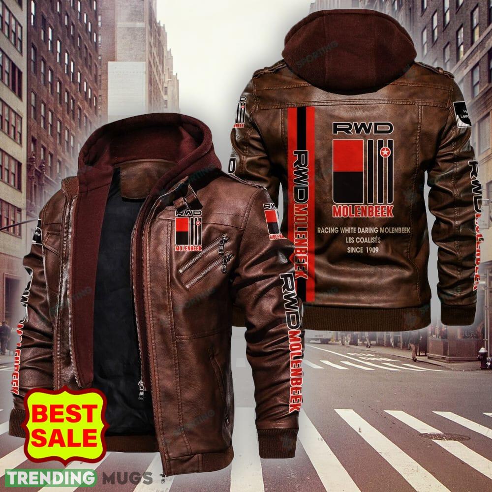 Belgium Team RWD Molenbeek Design 4 Teams Logo Brown And Black Leather Jacket 2D Leather Jacket Belgium Team RWD Molenbeek Design 4 Teams Logo Brown And Black Leather Jacket 2D Leather Jacket