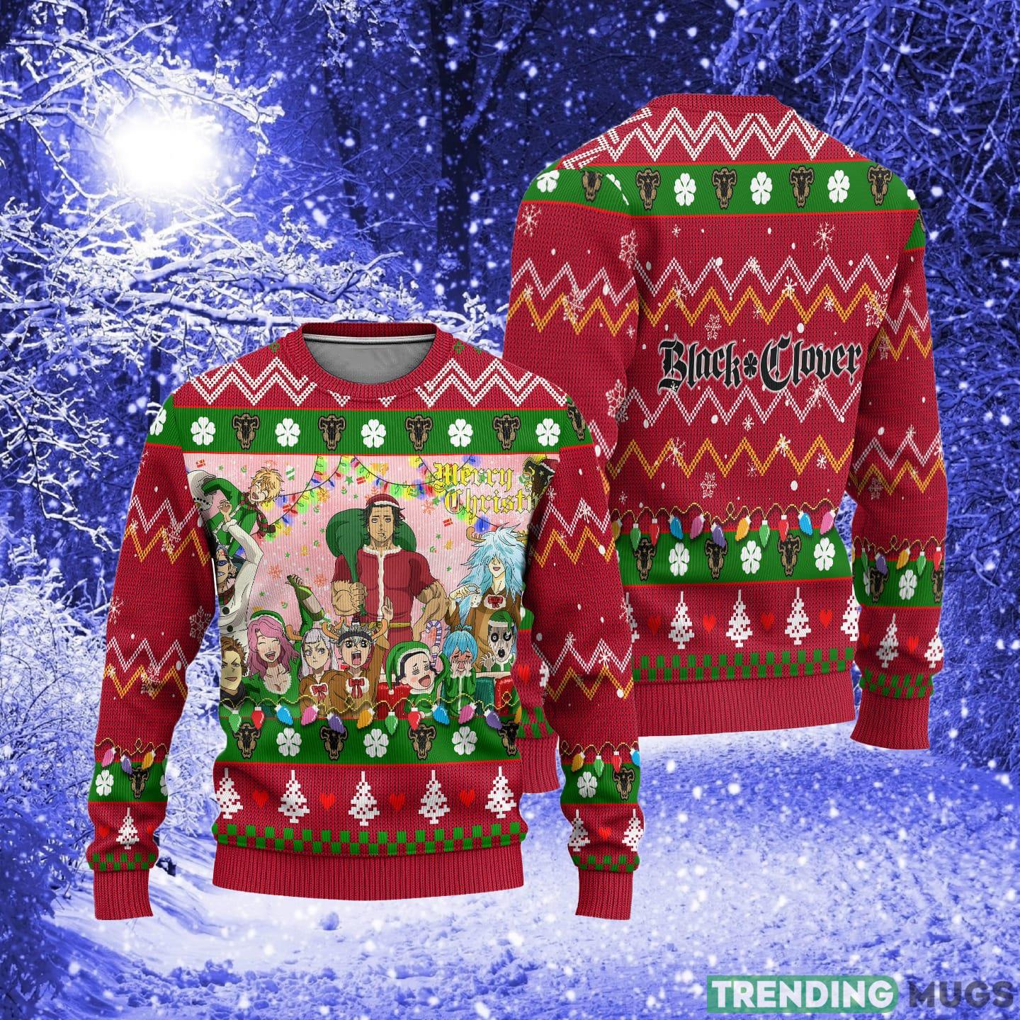 Black Clover Anime Red Xmas Women Mens Ugly Christmas Sweater 3D Sweater Black Clover Anime Red Xmas Women Mens Ugly Christmas Sweater 3D Sweater