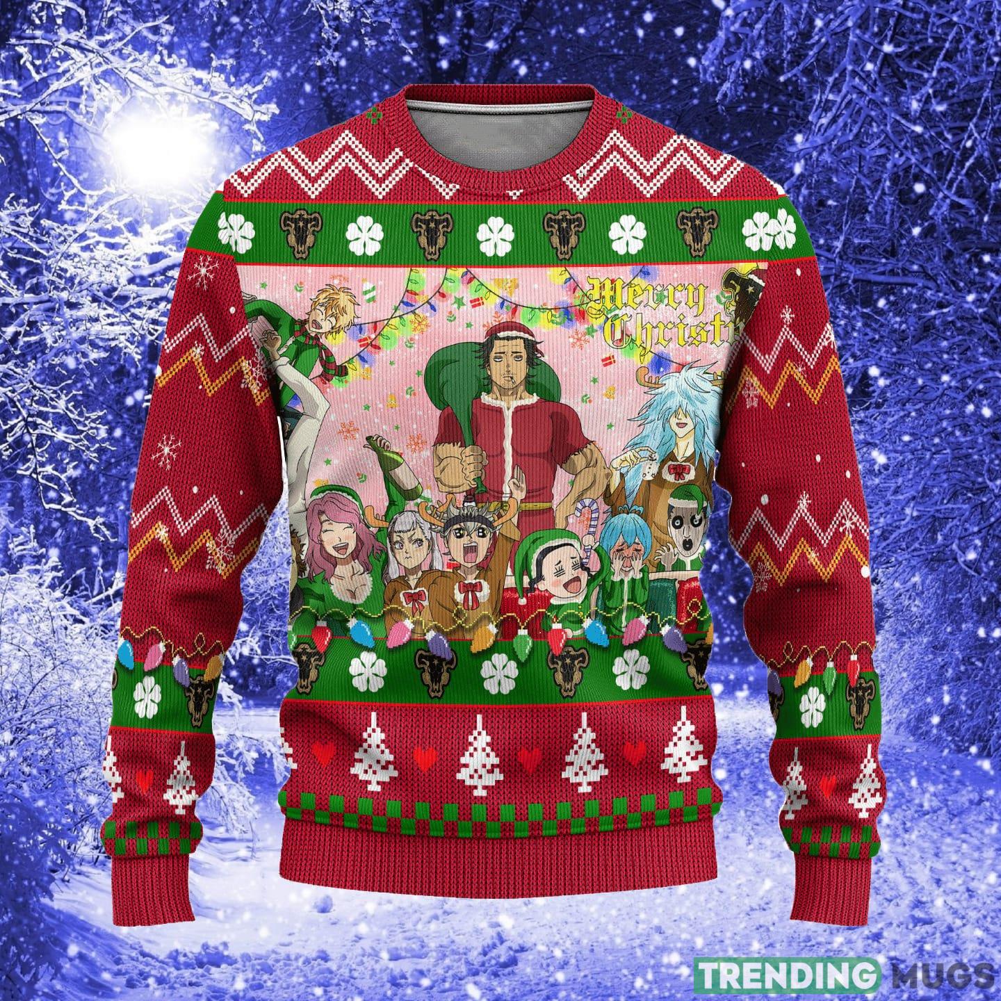 Black Clover Anime Red Xmas Women Mens Ugly Christmas Sweater - Black Clover Anime Ugly Christmas Sweater Red Xmas Gift_1 Black Clover Anime Red Xmas Women Mens Ugly Christmas Sweater - Black Clover Anime Ugly Christmas Sweater Red Xmas Gift_1