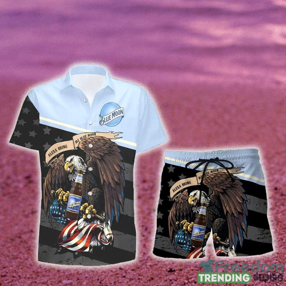 Blue Moon Beer Eagle American Flag Gift Hawaiian Set Shirt And Short Summer Beach Hawaiian & Short Blue Moon Beer Eagle American Flag Gift Hawaiian Set Shirt And Short Summer Beach Hawaiian & Short