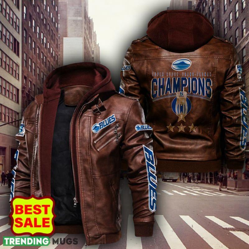 Blues Super Rugby Design 5 Teams Logo Brown And Black Leather Jacket 2D Leather Jacket Blues Super Rugby Design 5 Teams Logo Brown And Black Leather Jacket 2D Leather Jacket