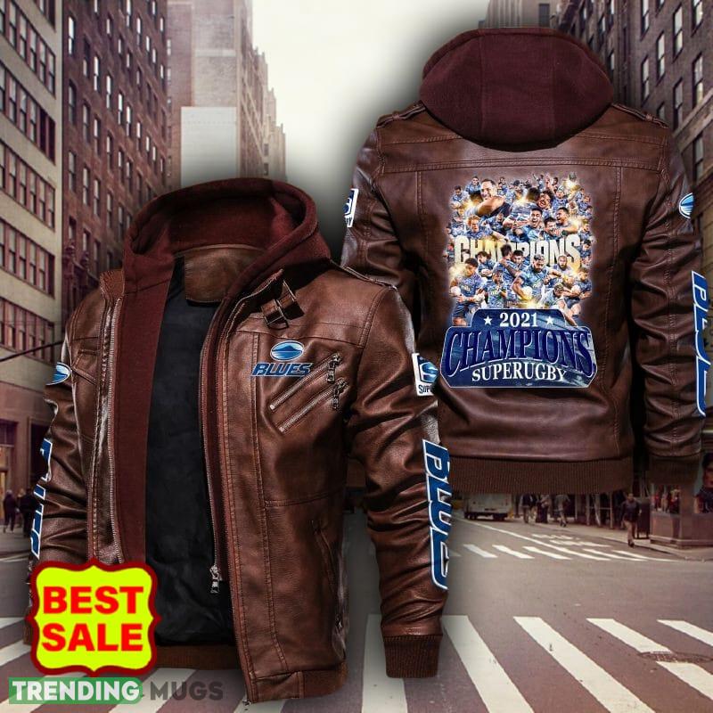 Blues Super Rugby Logo 7 Brown And Black Leather Jacket For Fans 2D Leather Jacket Blues Super Rugby Logo 7 Brown And Black Leather Jacket For Fans 2D Leather Jacket