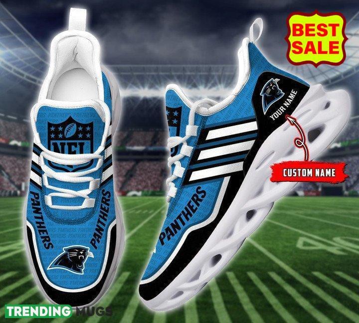 Carolina Panthers NFL Personalized Name Black White Max Soul Chunky Sneakers Max Soul Carolina Panthers NFL Personalized Name Black White Max Soul Chunky Sneakers Max Soul