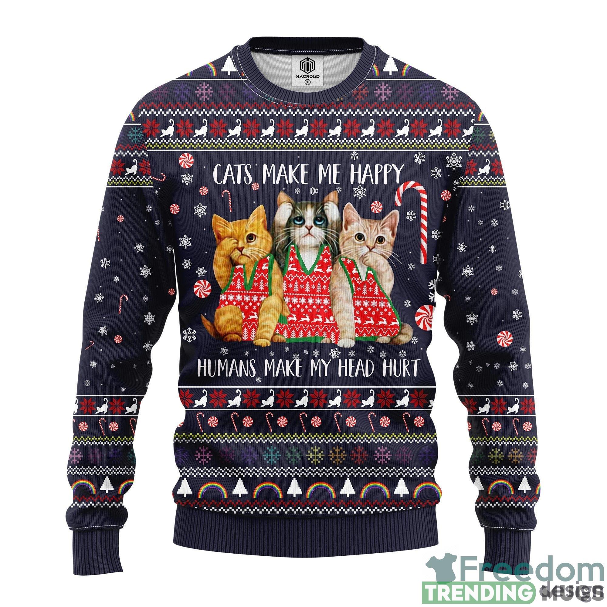 Cat Make Me Happy Thanksgiving Women Mens Ugly Christmas Sweater - Cat Make Me Happy Ugly Christmas Sweater Amazing Gift Idea Thanksgiving Gift_1 Cat Make Me Happy Thanksgiving Women Mens Ugly Christmas Sweater - Cat Make Me Happy Ugly Christmas Sweater Amazing Gift Idea Thanksgiving Gift_1