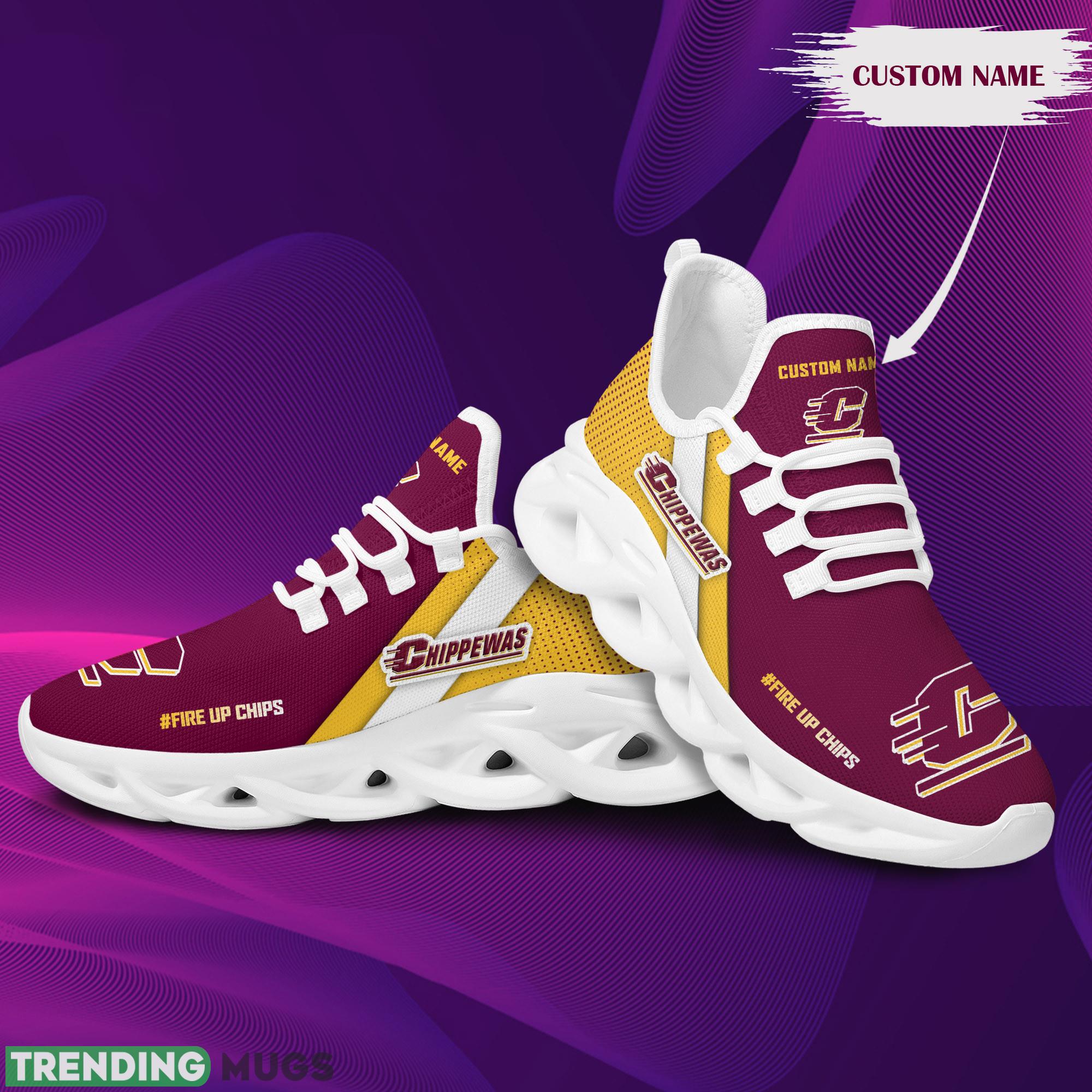 Central Michigan Chippewas Logo Running Sneaker Custom Name Max Soul Shoes Max Soul Central Michigan Chippewas Logo Running Sneaker Custom Name Max Soul Shoes Max Soul