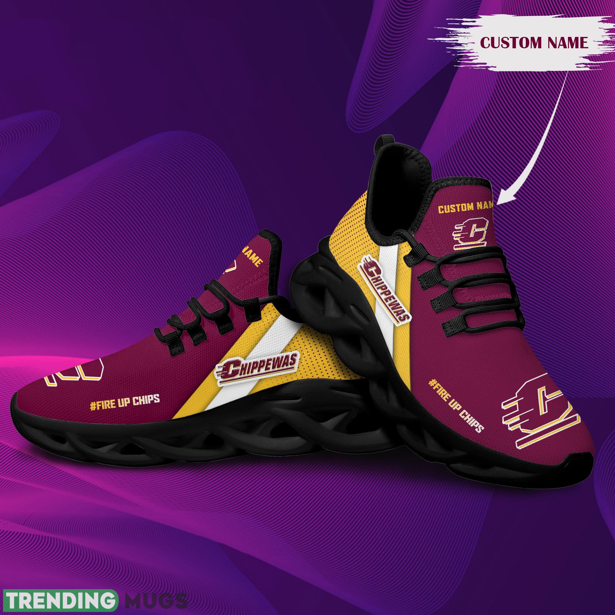 Central Michigan Chippewas Logo Running Sneaker Custom Name Max Soul Shoes Max Soul Central Michigan Chippewas Logo Running Sneaker Custom Name Max Soul Shoes Max Soul