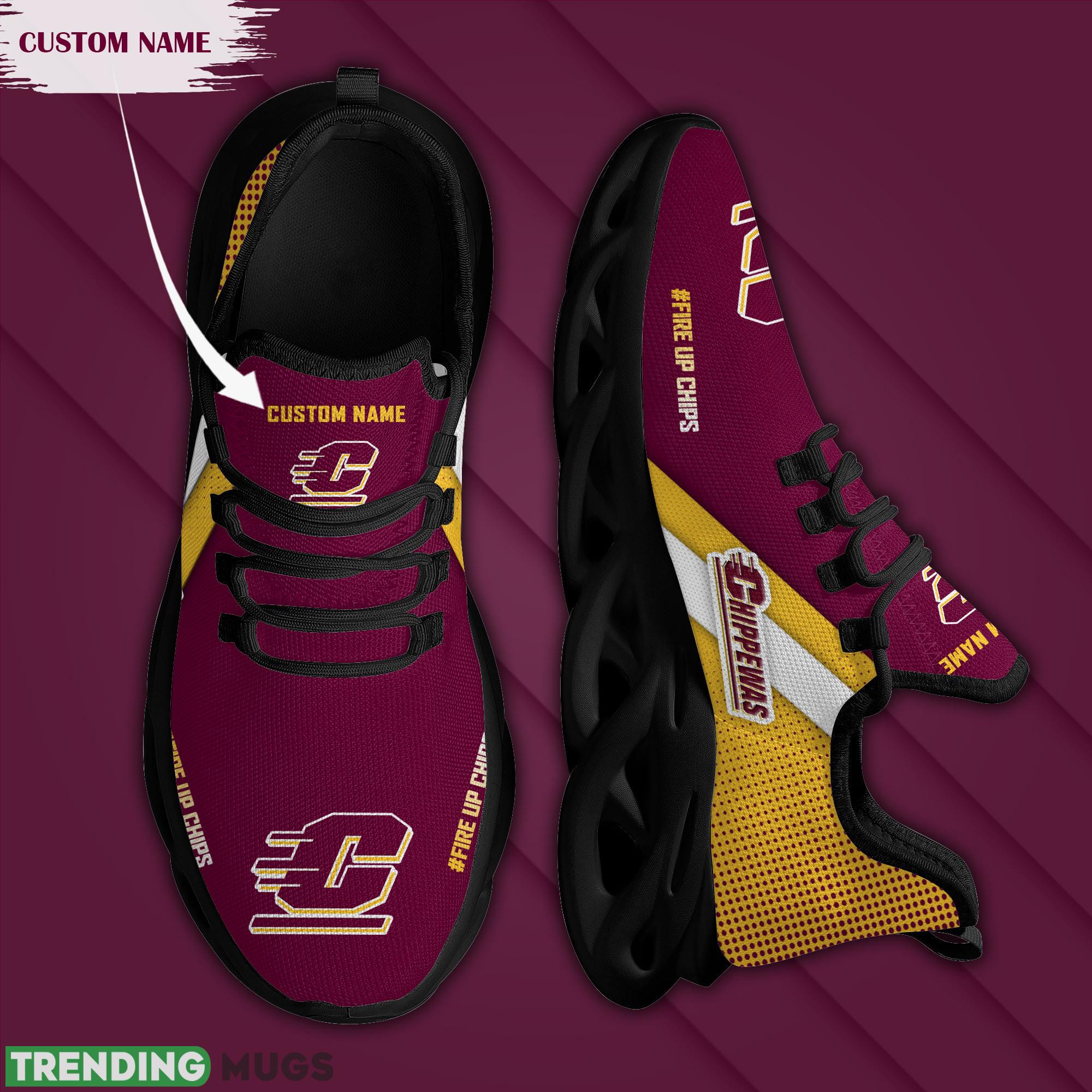 Central Michigan Chippewas Logo Running Sneaker Custom Name Max Soul Shoes Max Soul Central Michigan Chippewas Logo Running Sneaker Custom Name Max Soul Shoes Max Soul