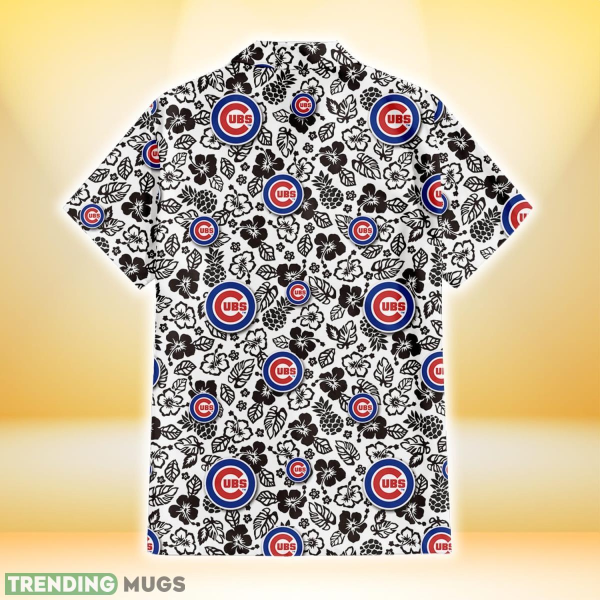 Chicago Cubs Black And White Hibiscus Leaf White Background 3D Hawaiian Shirt Gift For Fans Hawaiian Shirt Chicago Cubs Black And White Hibiscus Leaf White Background 3D Hawaiian Shirt Gift For Fans Hawaiian Shirt