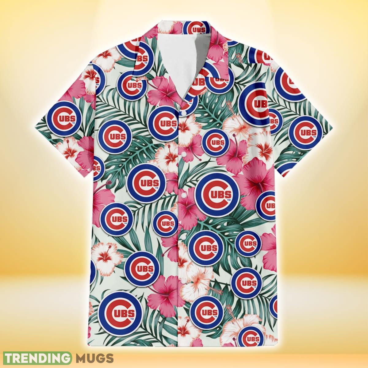 Chicago Cubs Coral Pink Hibiscus Green Leaf Beige Background 3D Hawaiian Shirt Gift For Fans Hawaiian Shirt Chicago Cubs Coral Pink Hibiscus Green Leaf Beige Background 3D Hawaiian Shirt Gift For Fans Hawaiian Shirt