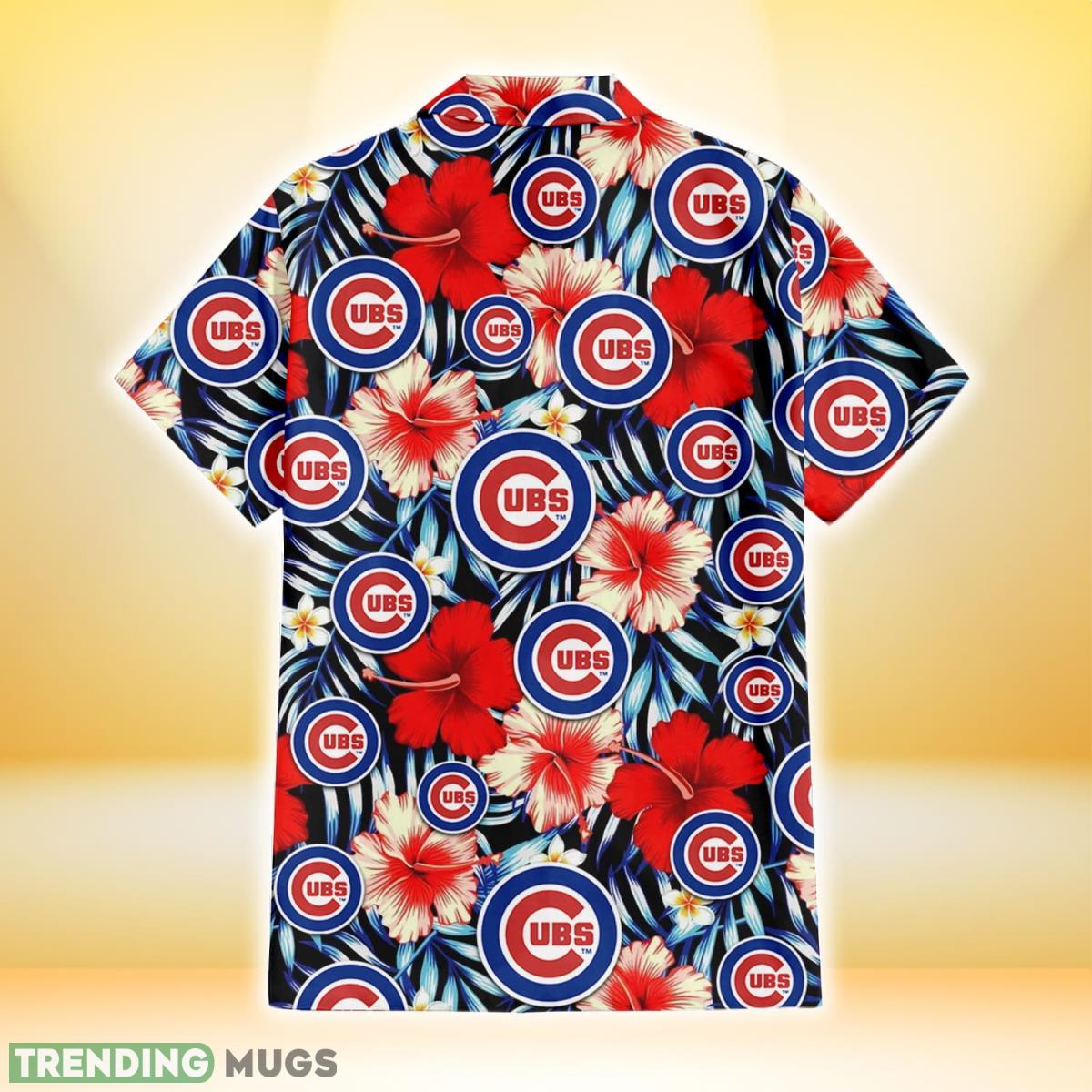 Chicago Cubs Coral Red Hibiscus Blue Palm Leaf Black Background 3D Hawaiian Shirt Gift For Fans Hawaiian Shirt Chicago Cubs Coral Red Hibiscus Blue Palm Leaf Black Background 3D Hawaiian Shirt Gift For Fans Hawaiian Shirt