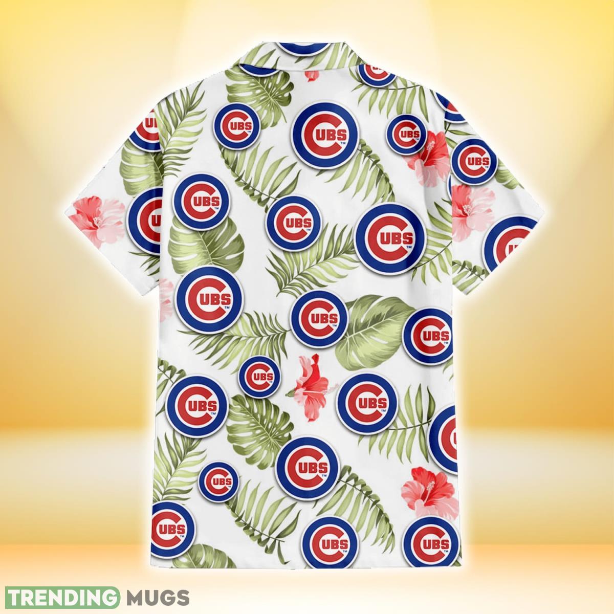 Chicago Cubs Light Salmon Hibiscus Green Leaf White Background 3D Hawaiian Shirt Gift For Fans Hawaiian Shirt Chicago Cubs Light Salmon Hibiscus Green Leaf White Background 3D Hawaiian Shirt Gift For Fans Hawaiian Shirt