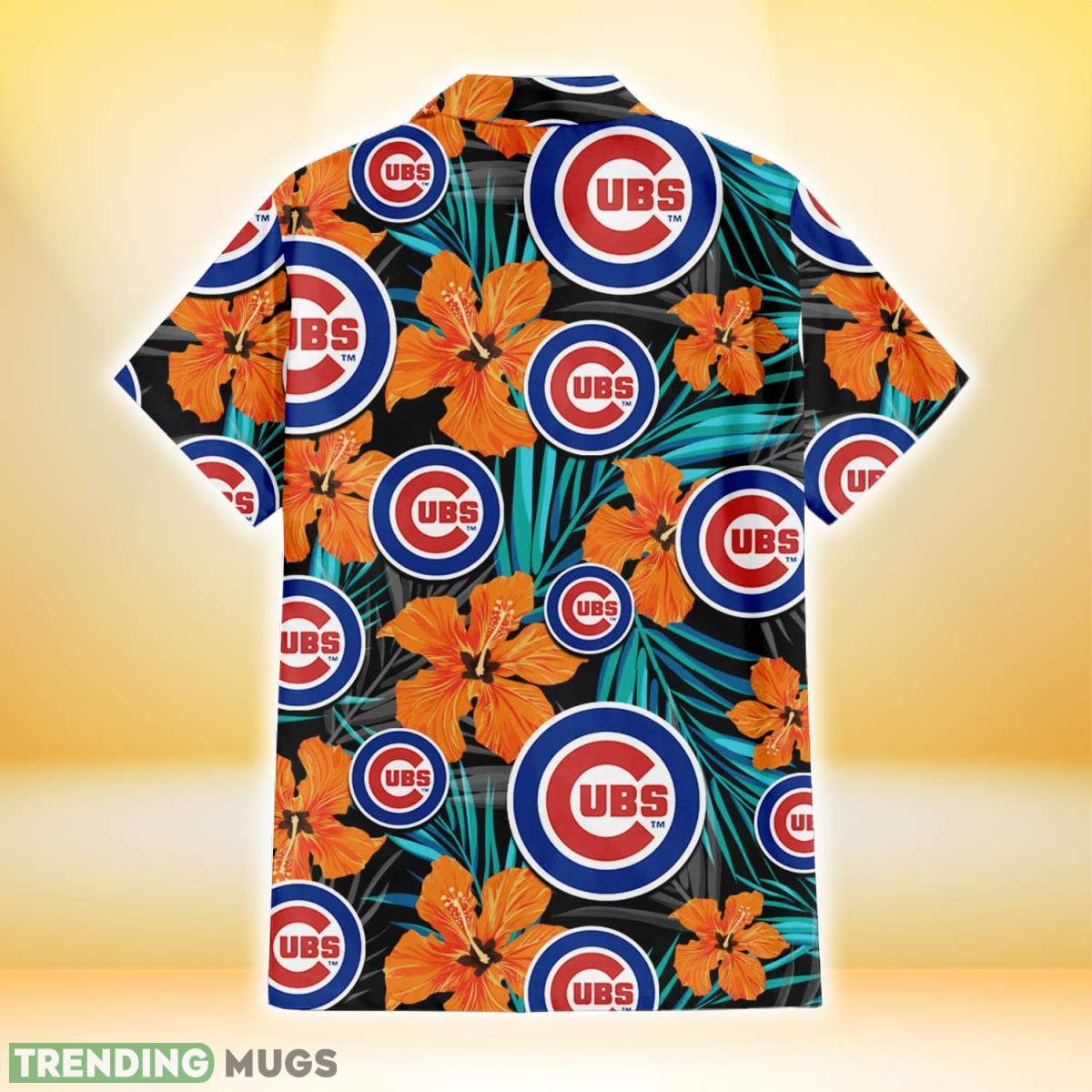 Chicago Cubs Orange Hibiscus Blue Gray Leaf Black Background 3D Hawaiian Shirt Gift For Fans Hawaiian Shirt Chicago Cubs Orange Hibiscus Blue Gray Leaf Black Background 3D Hawaiian Shirt Gift For Fans Hawaiian Shirt
