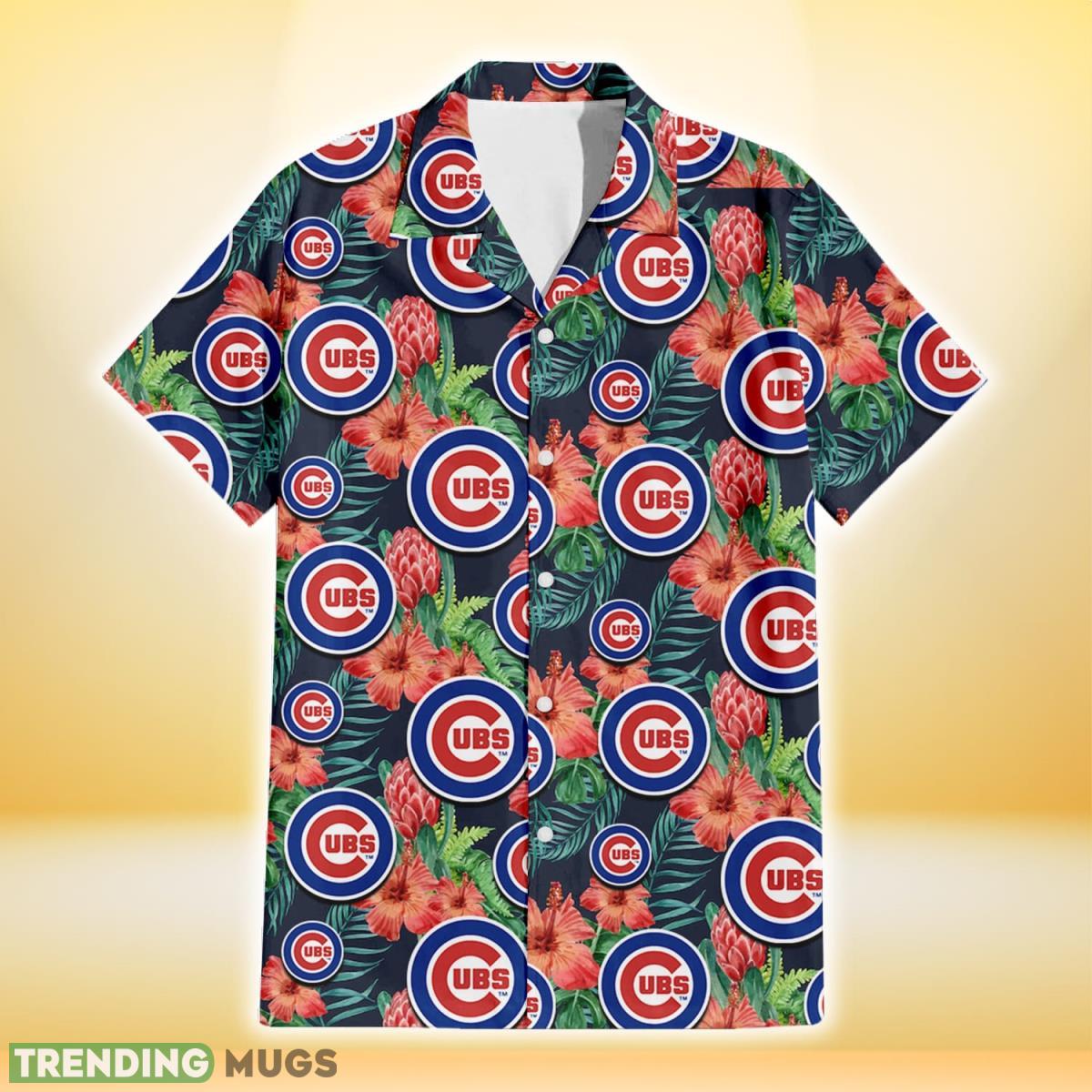Chicago Cubs Orange Hibiscus Green Tropical Leaf Dark Background 3D Hawaiian Shirt Gift For Fans Hawaiian Shirt Chicago Cubs Orange Hibiscus Green Tropical Leaf Dark Background 3D Hawaiian Shirt Gift For Fans Hawaiian Shirt