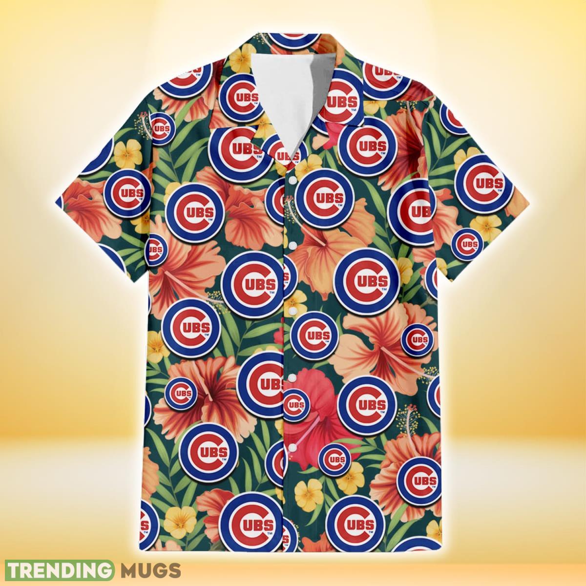Chicago Cubs Orange Red Hibiscus Green Leaf Dark Background 3D Hawaiian Shirt Gift For Fans Hawaiian Shirt Chicago Cubs Orange Red Hibiscus Green Leaf Dark Background 3D Hawaiian Shirt Gift For Fans Hawaiian Shirt