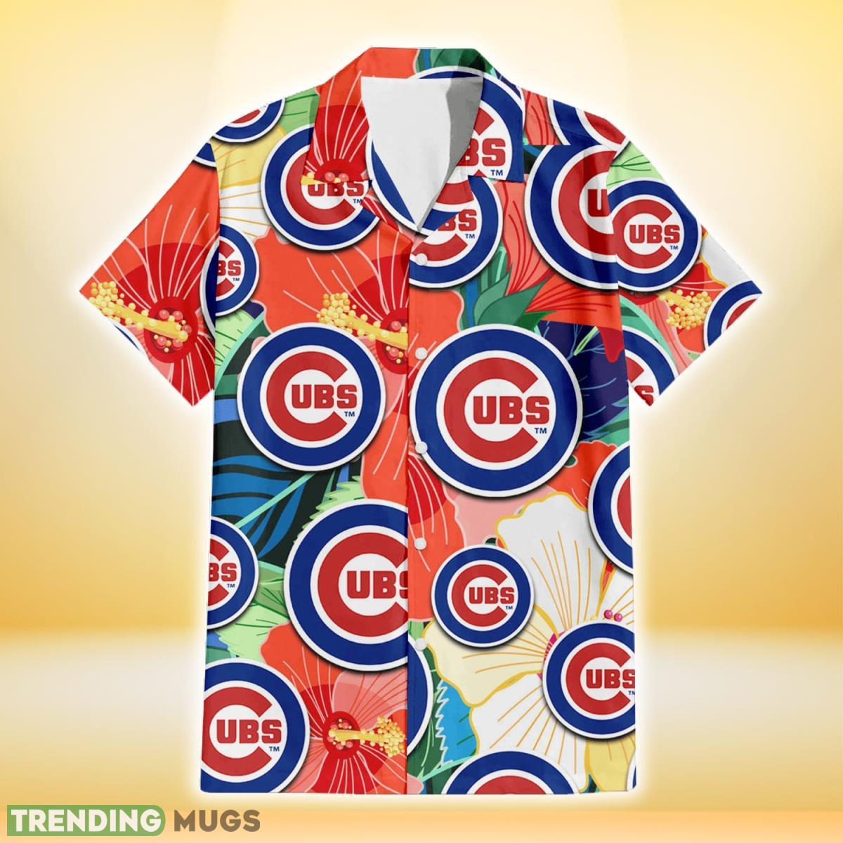 Chicago Cubs Orange White Tropical Hibiscus Green Leaf 3D Hawaiian Shirt Gift For Fans Hawaiian Shirt Chicago Cubs Orange White Tropical Hibiscus Green Leaf 3D Hawaiian Shirt Gift For Fans Hawaiian Shirt