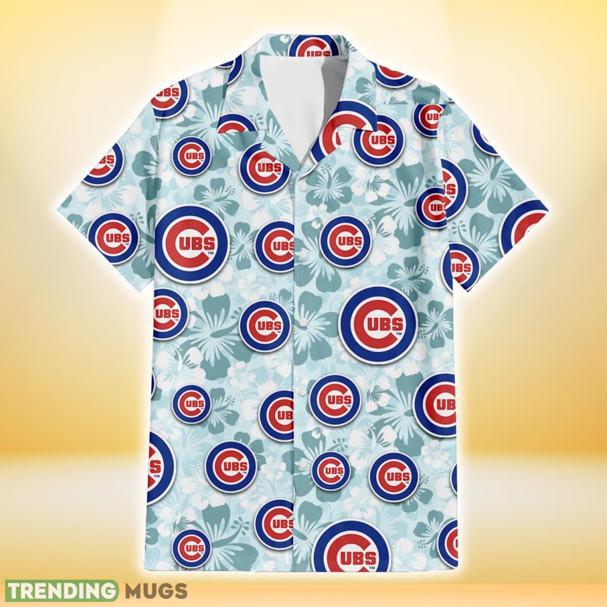 Chicago Cubs Pale Turquoise Hibiscus Light Cyan Background 3D Hawaiian Shirt Gift For Fans Hawaiian Shirt Chicago Cubs Pale Turquoise Hibiscus Light Cyan Background 3D Hawaiian Shirt Gift For Fans Hawaiian Shirt