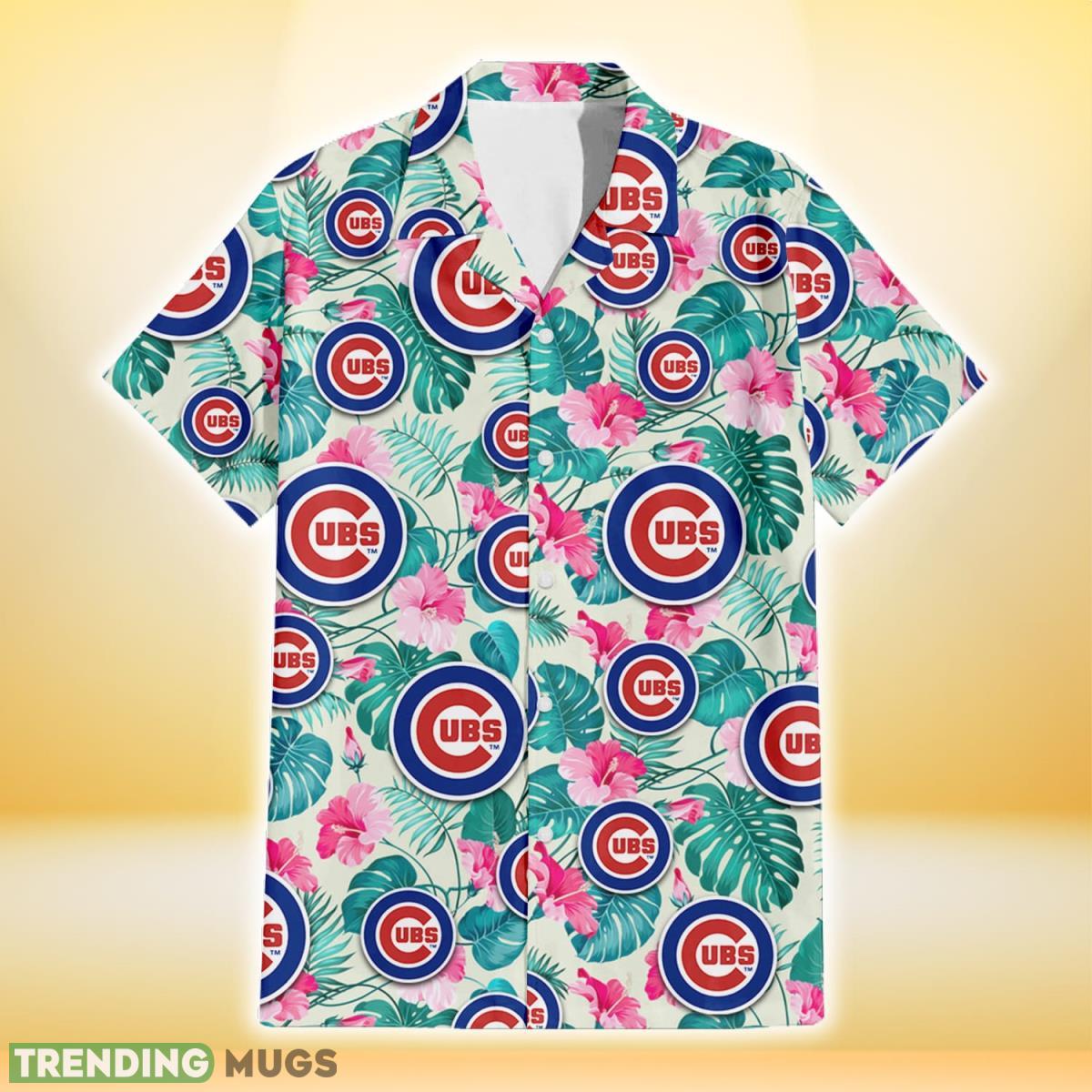 Chicago Cubs Pink Hibiscus Green Leaf Beige Background 3D Hawaiian Shirt Gift For Fans Hawaiian Shirt Chicago Cubs Pink Hibiscus Green Leaf Beige Background 3D Hawaiian Shirt Gift For Fans Hawaiian Shirt
