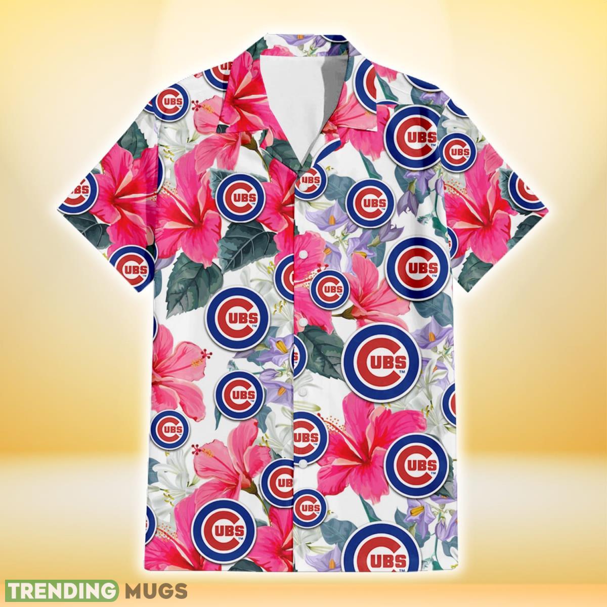 Chicago Cubs Pink Hibiscus White Orchid White Background 3D Hawaiian Shirt Gift For Fans Hawaiian Shirt Chicago Cubs Pink Hibiscus White Orchid White Background 3D Hawaiian Shirt Gift For Fans Hawaiian Shirt