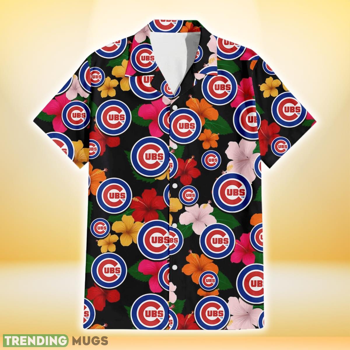Chicago Cubs Pink Orange Yellow White Hibiscus Black Background 3D Hawaiian Shirt Gift For Fans Hawaiian Shirt Chicago Cubs Pink Orange Yellow White Hibiscus Black Background 3D Hawaiian Shirt Gift For Fans Hawaiian Shirt