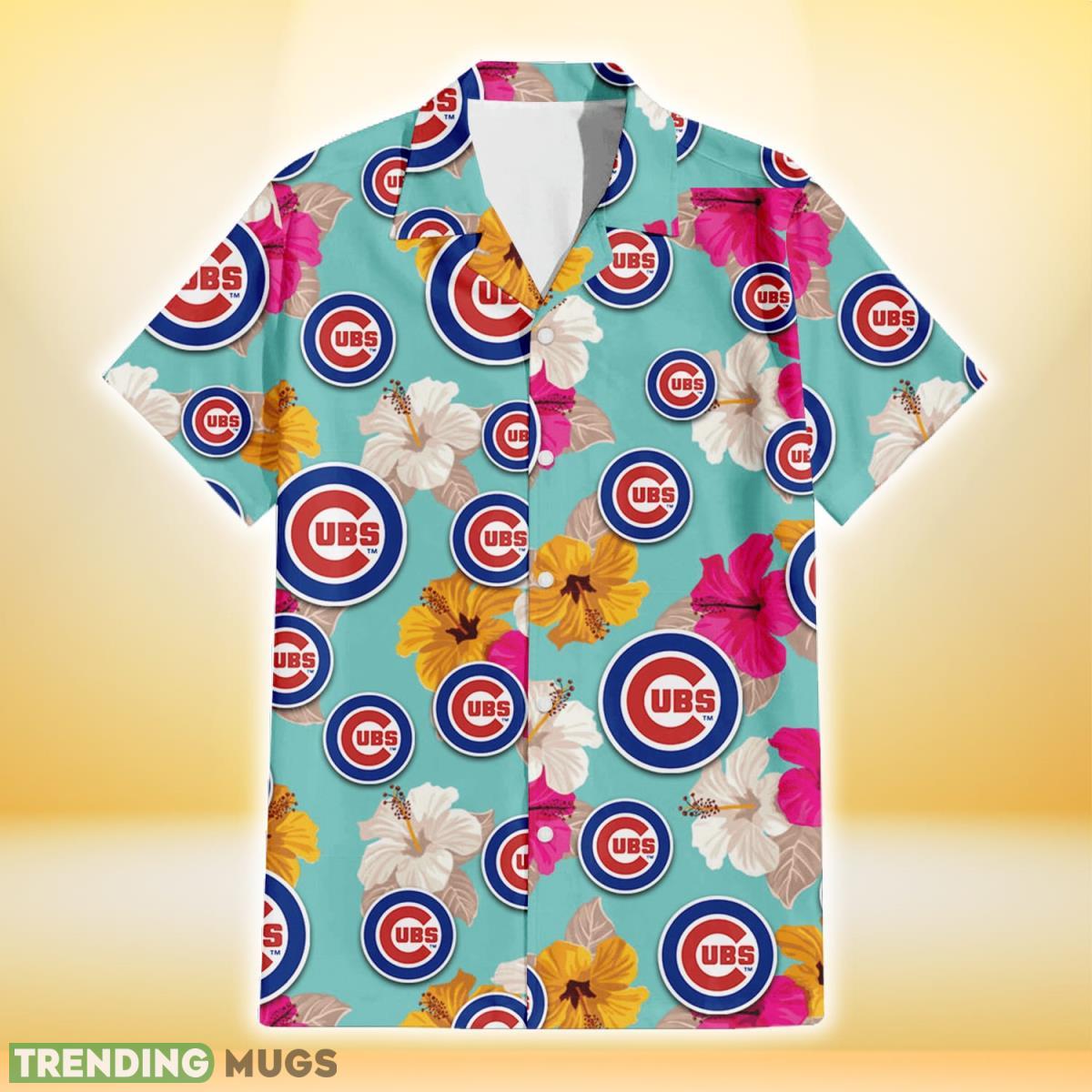 Chicago Cubs Pink Yellow White Hibiscus Turquoise Background 3D Hawaiian Shirt Gift For Fans Hawaiian Shirt Chicago Cubs Pink Yellow White Hibiscus Turquoise Background 3D Hawaiian Shirt Gift For Fans Hawaiian Shirt