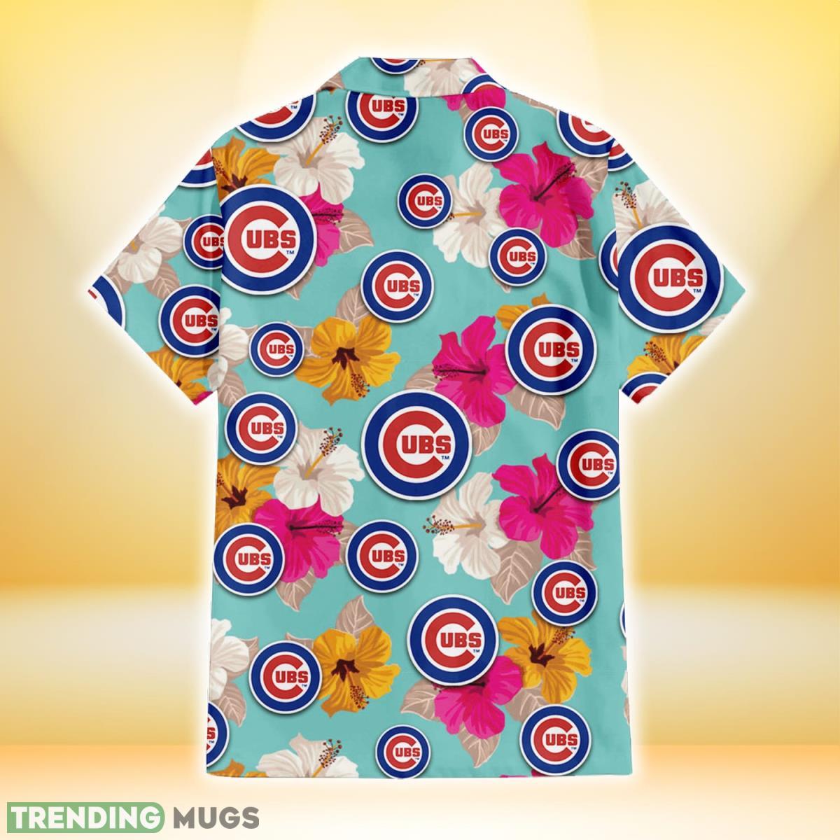 Chicago Cubs Pink Yellow White Hibiscus Turquoise Background 3D Hawaiian Shirt Gift For Fans Hawaiian Shirt Chicago Cubs Pink Yellow White Hibiscus Turquoise Background 3D Hawaiian Shirt Gift For Fans Hawaiian Shirt