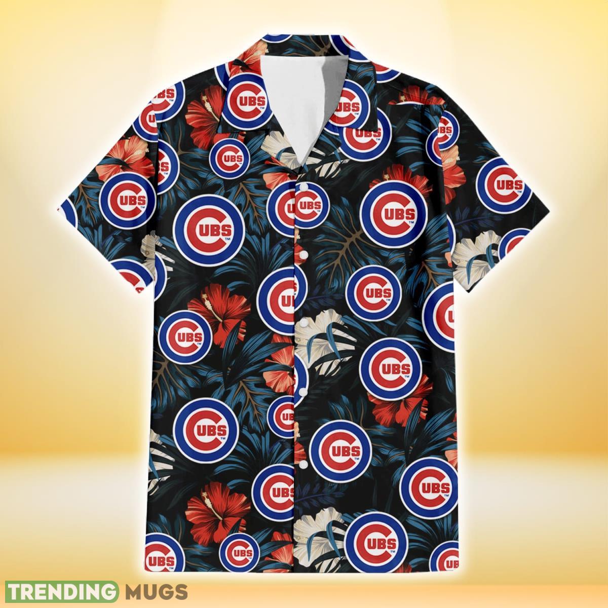 Chicago Cubs Red And White Hibiscus Dark Leaf Black Background 3D Hawaiian Shirt Gift For Fans Hawaiian Shirt Chicago Cubs Red And White Hibiscus Dark Leaf Black Background 3D Hawaiian Shirt Gift For Fans Hawaiian Shirt