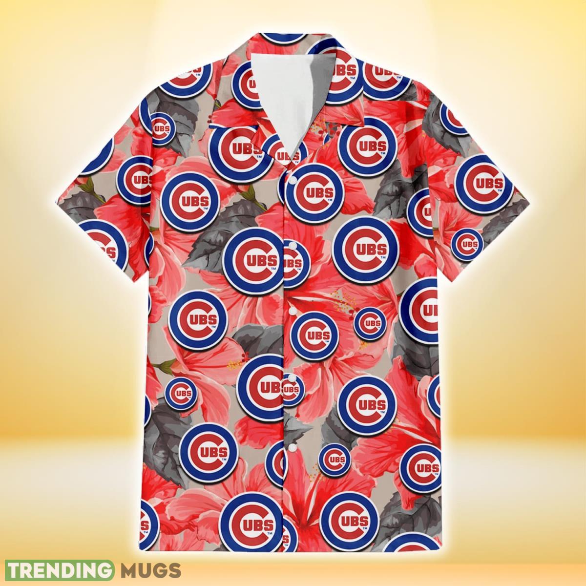 Chicago Cubs Red Hibiscus Gray Leaf Gainsboro Background 3D Hawaiian Shirt Gift For Fans Hawaiian Shirt Chicago Cubs Red Hibiscus Gray Leaf Gainsboro Background 3D Hawaiian Shirt Gift For Fans Hawaiian Shirt