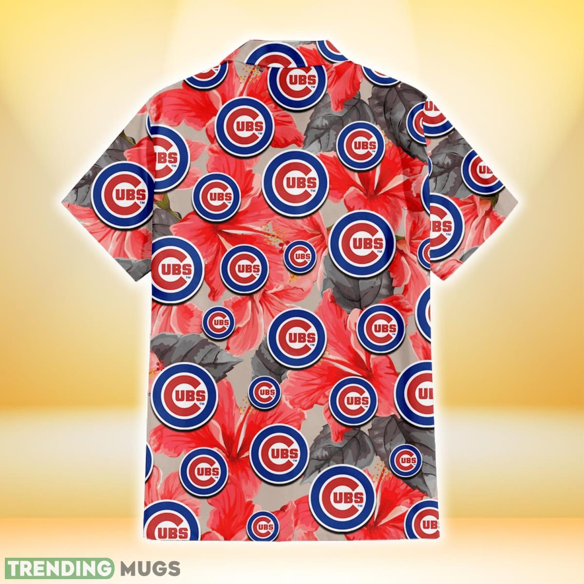 Chicago Cubs Red Hibiscus Gray Leaf Gainsboro Background 3D Hawaiian Shirt Gift For Fans Hawaiian Shirt Chicago Cubs Red Hibiscus Gray Leaf Gainsboro Background 3D Hawaiian Shirt Gift For Fans Hawaiian Shirt