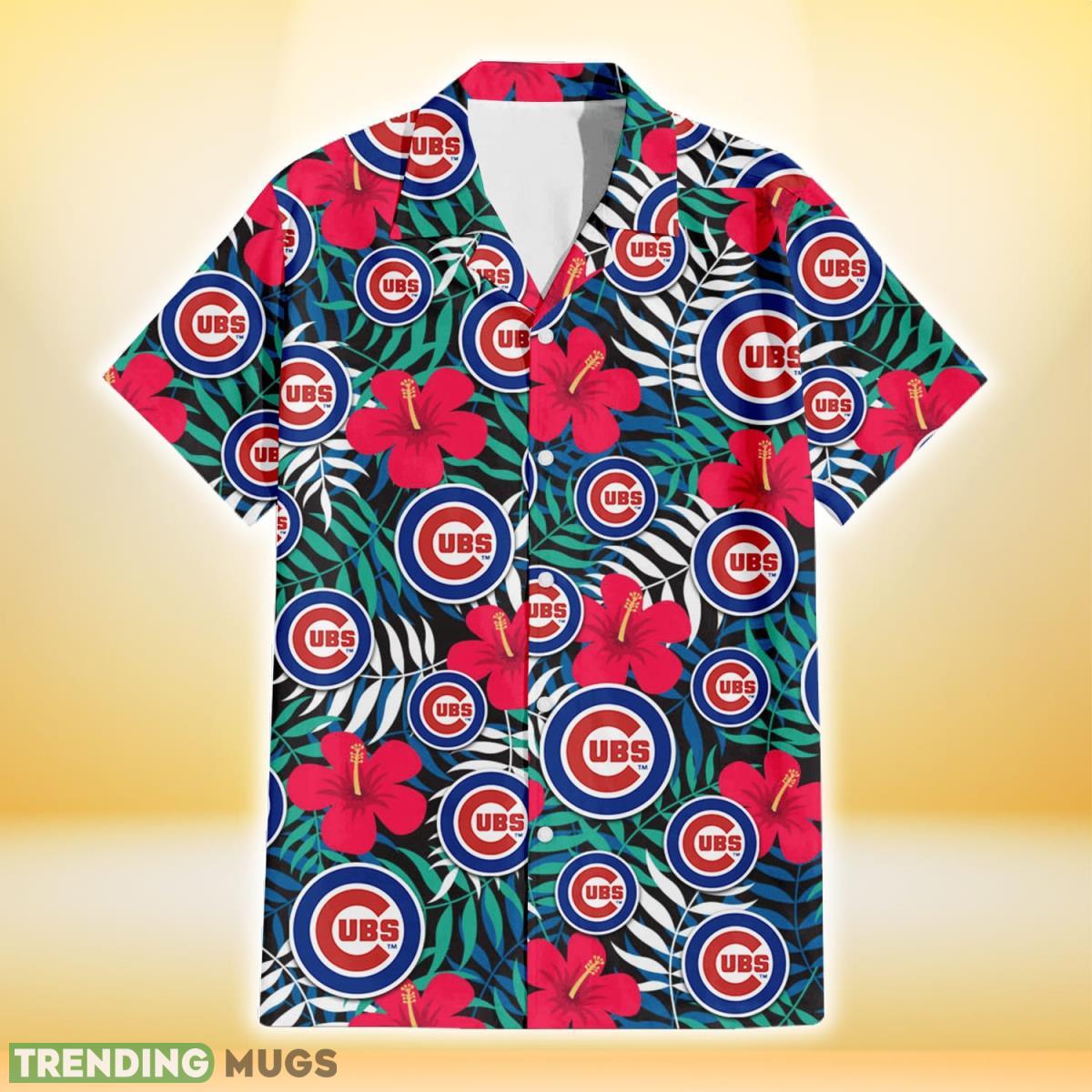 Chicago Cubs Red Hibiscus Green Blue White Leaf Black Background 3D Hawaiian Shirt Gift For Fans Hawaiian Shirt Chicago Cubs Red Hibiscus Green Blue White Leaf Black Background 3D Hawaiian Shirt Gift For Fans Hawaiian Shirt