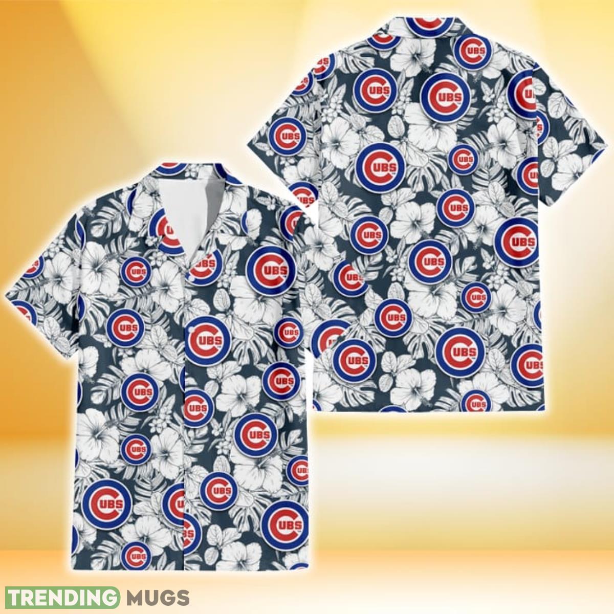 Chicago Cubs Sketch Hibiscus Leaf Dark Gray Background 3D Hawaiian Shirt Gift For Fans Product Photo 1 Chicago Cubs Sketch Hibiscus Leaf Dark Gray Background 3D Hawaiian Shirt Gift For Fans Product Photo 1