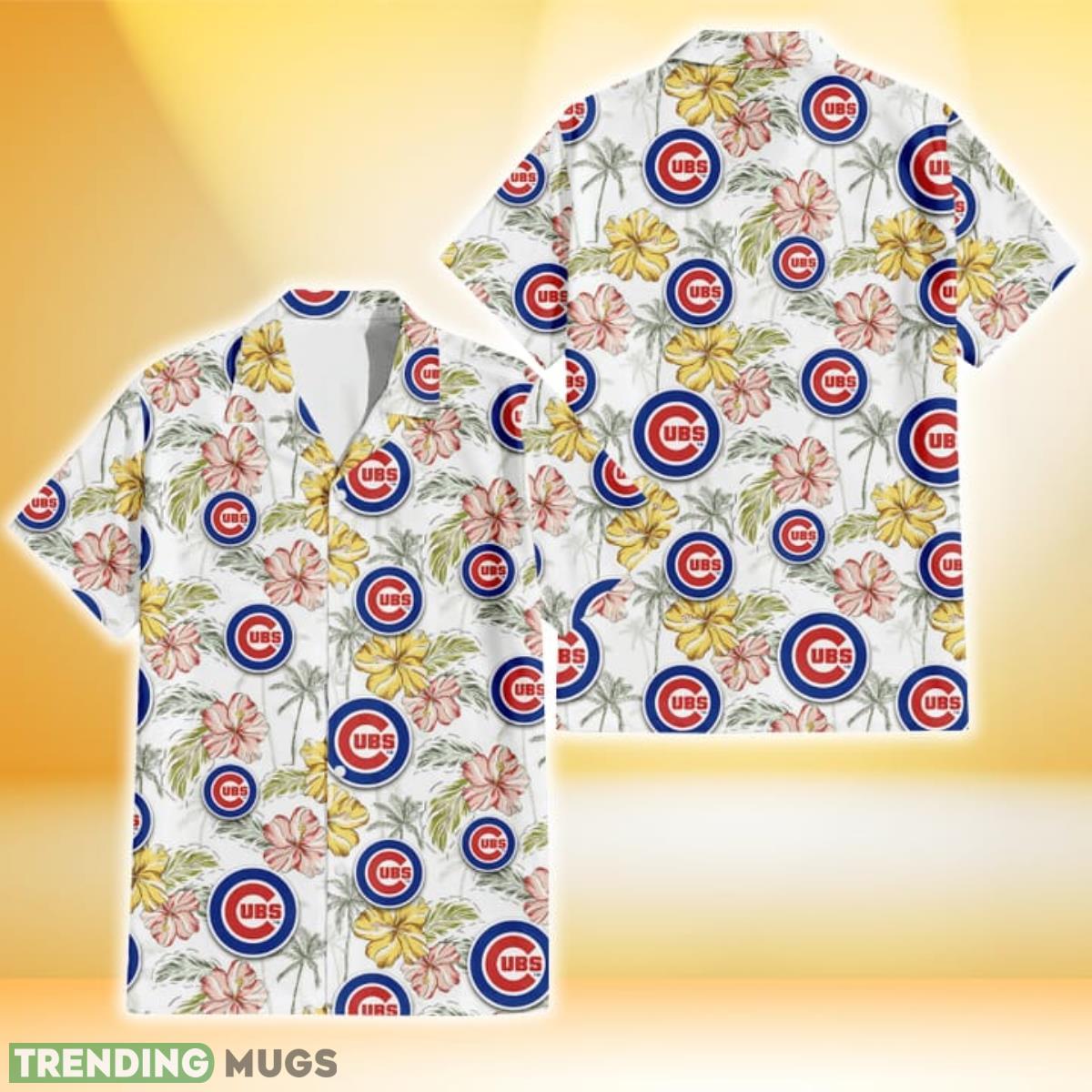 Chicago Cubs Sketch Red Yellow Coconut Tree White Background 3D Hawaiian Shirt Gift For Fans Product Photo 1 Chicago Cubs Sketch Red Yellow Coconut Tree White Background 3D Hawaiian Shirt Gift For Fans Product Photo 1