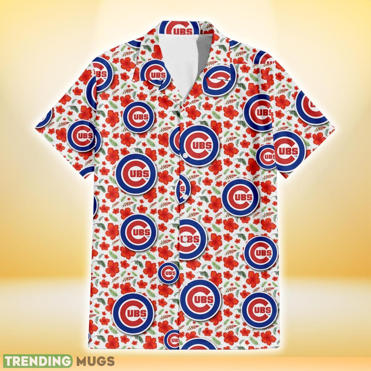 Chicago Cubs Tiny Red Hibiscus Green Leaf White Cube Background 3D Hawaiian Shirt Gift For Fans Hawaiian Shirt Chicago Cubs Tiny Red Hibiscus Green Leaf White Cube Background 3D Hawaiian Shirt Gift For Fans Hawaiian Shirt