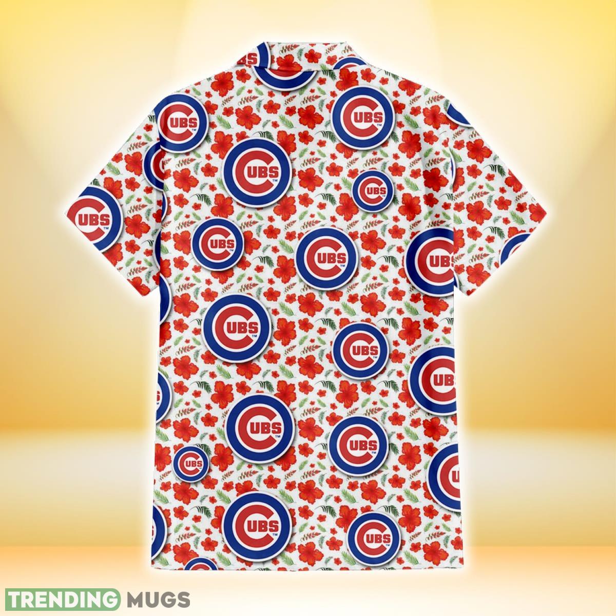 Chicago Cubs Tiny Red Hibiscus Green Leaf White Cube Background 3D Hawaiian Shirt Gift For Fans Hawaiian Shirt Chicago Cubs Tiny Red Hibiscus Green Leaf White Cube Background 3D Hawaiian Shirt Gift For Fans Hawaiian Shirt