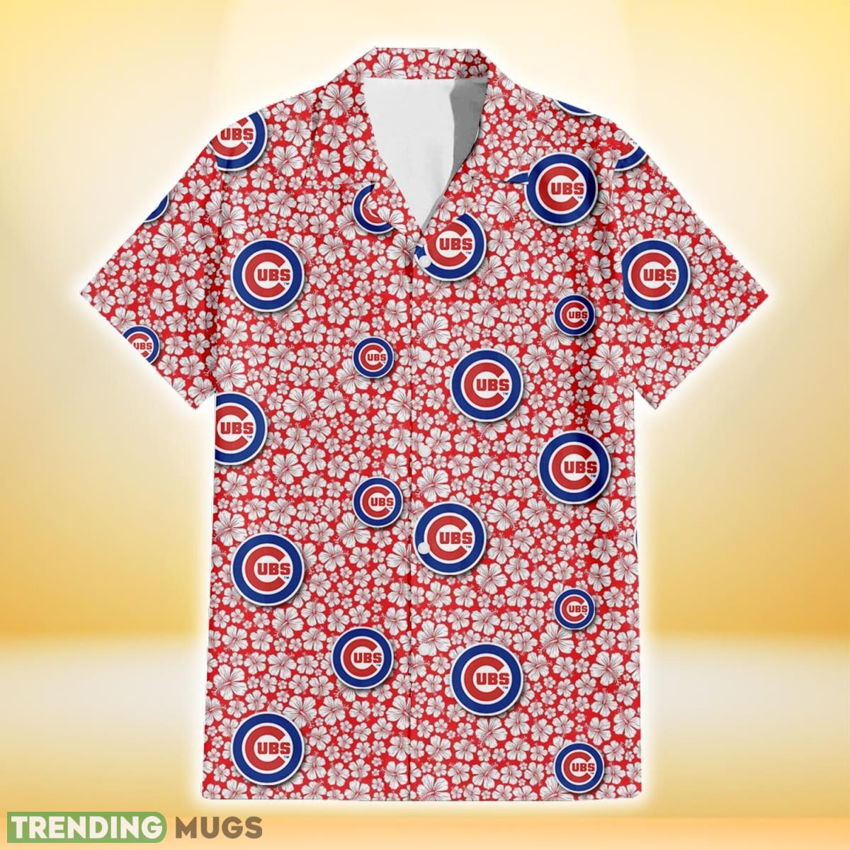 Chicago Cubs Tiny White Hibiscus Pattern Red Background 3D Hawaiian Shirt Gift For Fans Hawaiian Shirt Chicago Cubs Tiny White Hibiscus Pattern Red Background 3D Hawaiian Shirt Gift For Fans Hawaiian Shirt