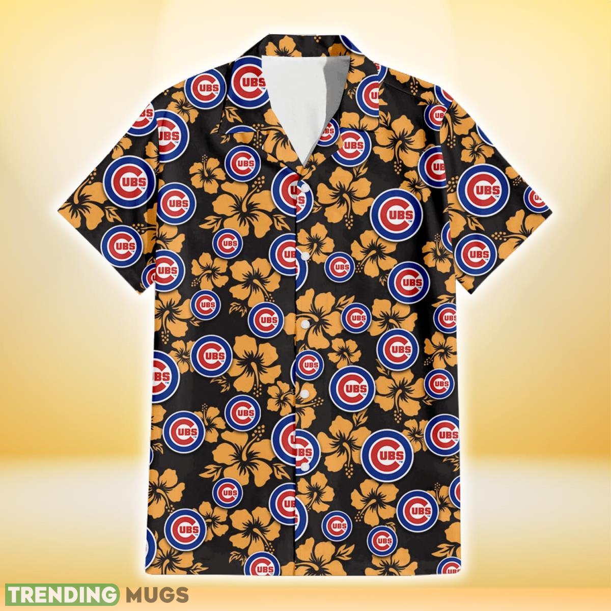 Chicago Cubs Tiny Yellow Hibiscus Black Background 3D Hawaiian Shirt Gift For Fans Hawaiian Shirt Chicago Cubs Tiny Yellow Hibiscus Black Background 3D Hawaiian Shirt Gift For Fans Hawaiian Shirt