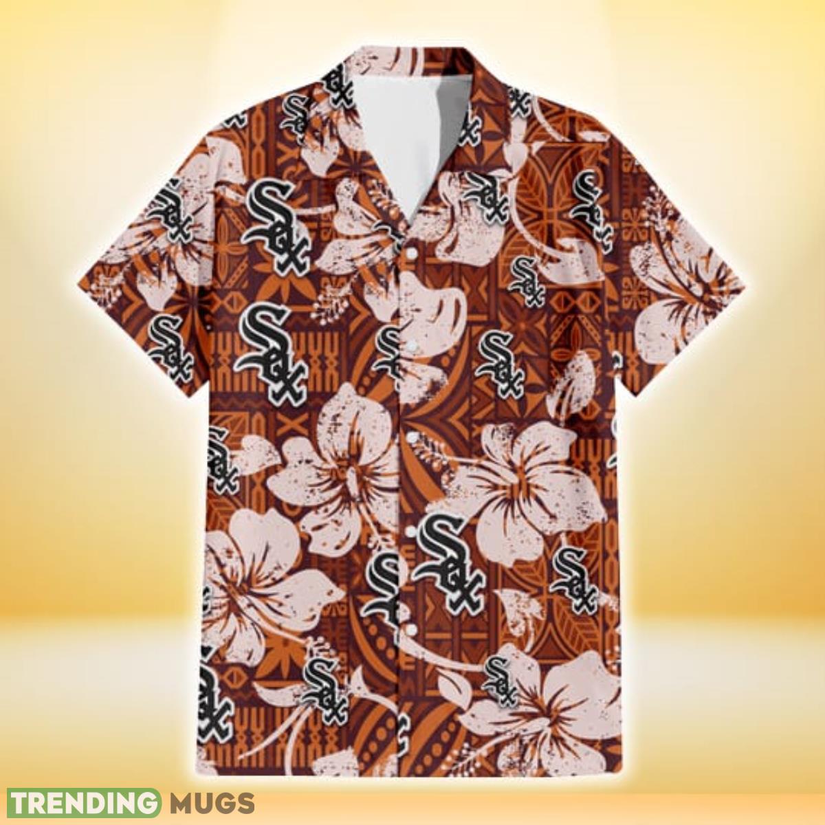 Chicago White Sox Bisque Hibiscus Brown Pattern 3D Hawaiian Shirt Gift For Fans Hawaiian Shirt Chicago White Sox Bisque Hibiscus Brown Pattern 3D Hawaiian Shirt Gift For Fans Hawaiian Shirt